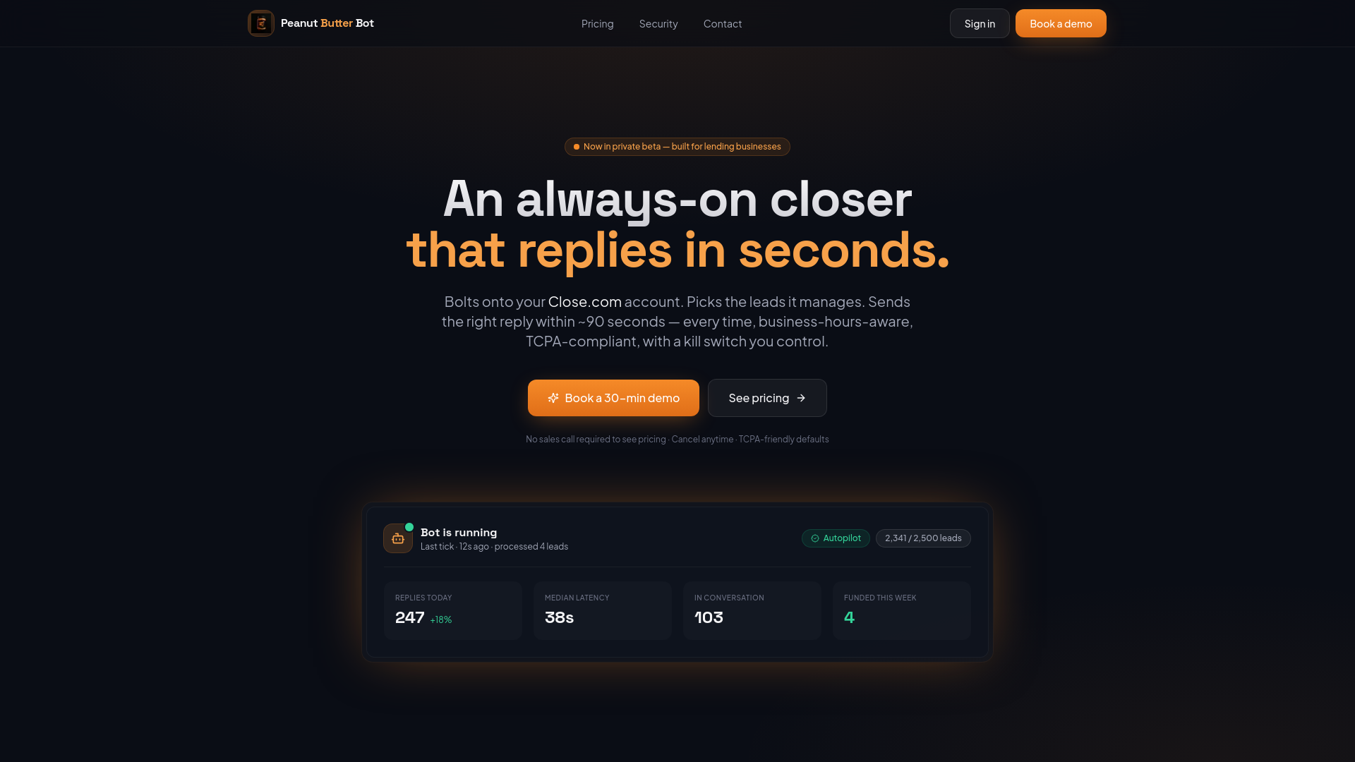 website screenshot of https://peanutbutterbot.com/