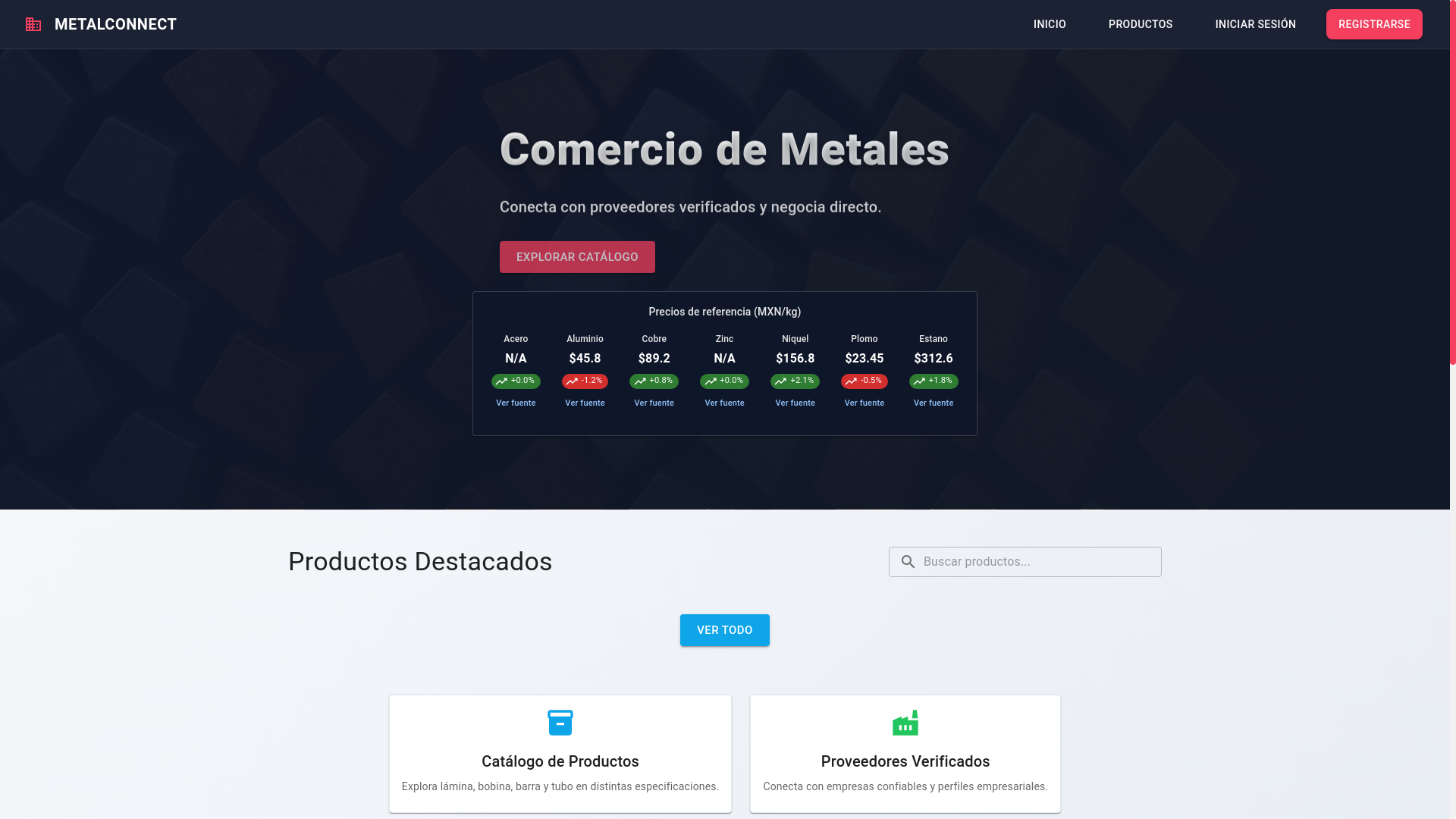 website screenshot of https://metal-market-python.pages.dev/
