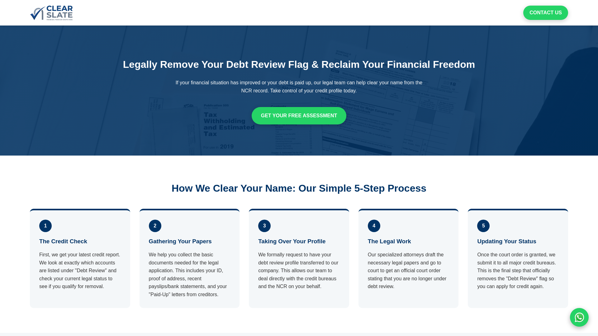 website screenshot of https://clearslate.co.za
