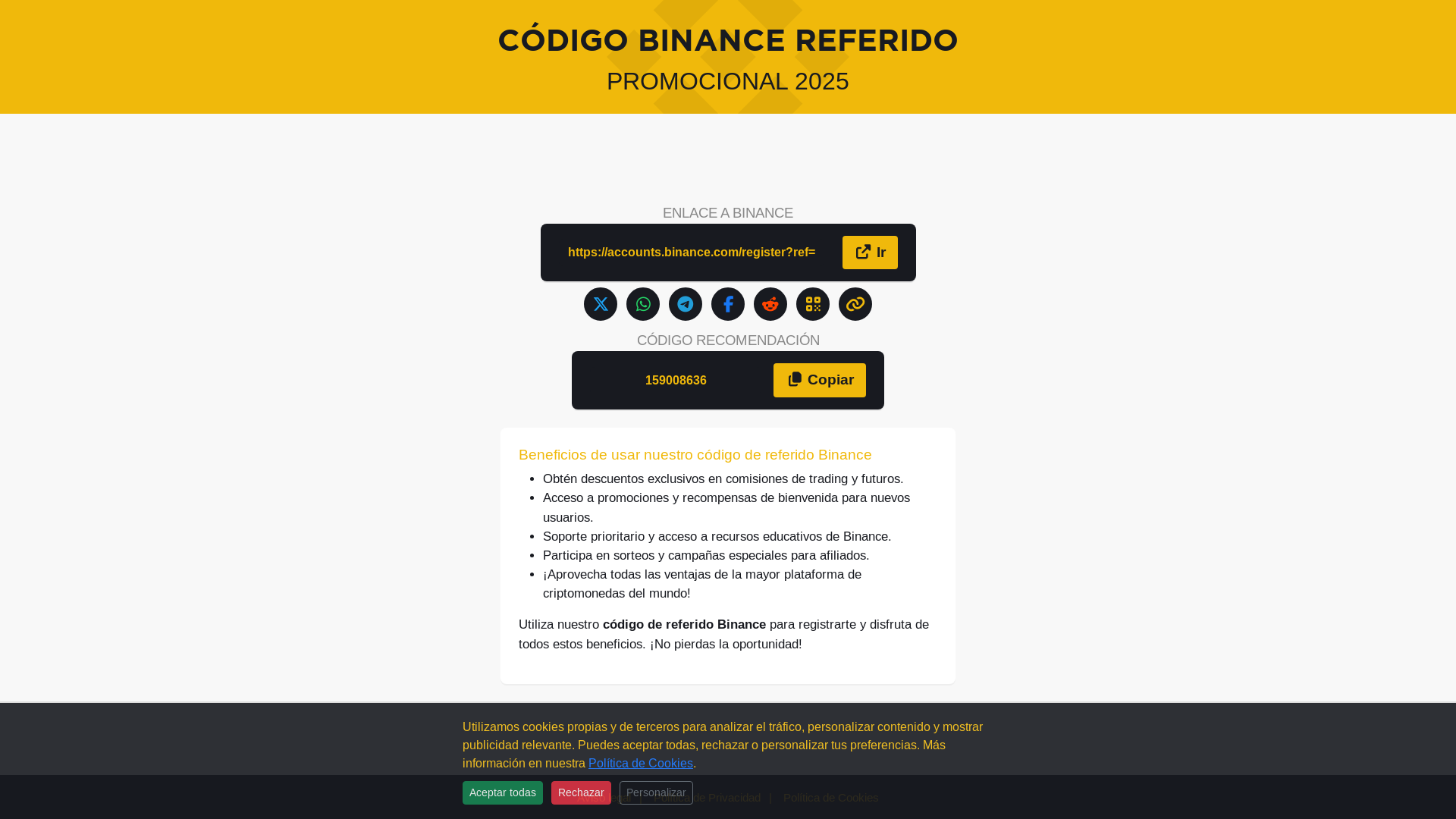 website screenshot of https://codigobinance.com/