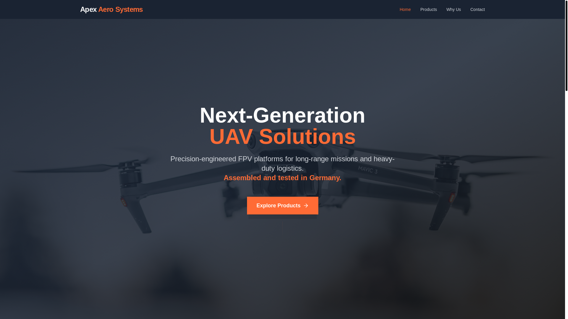 website screenshot of https://apex-uav.de/
