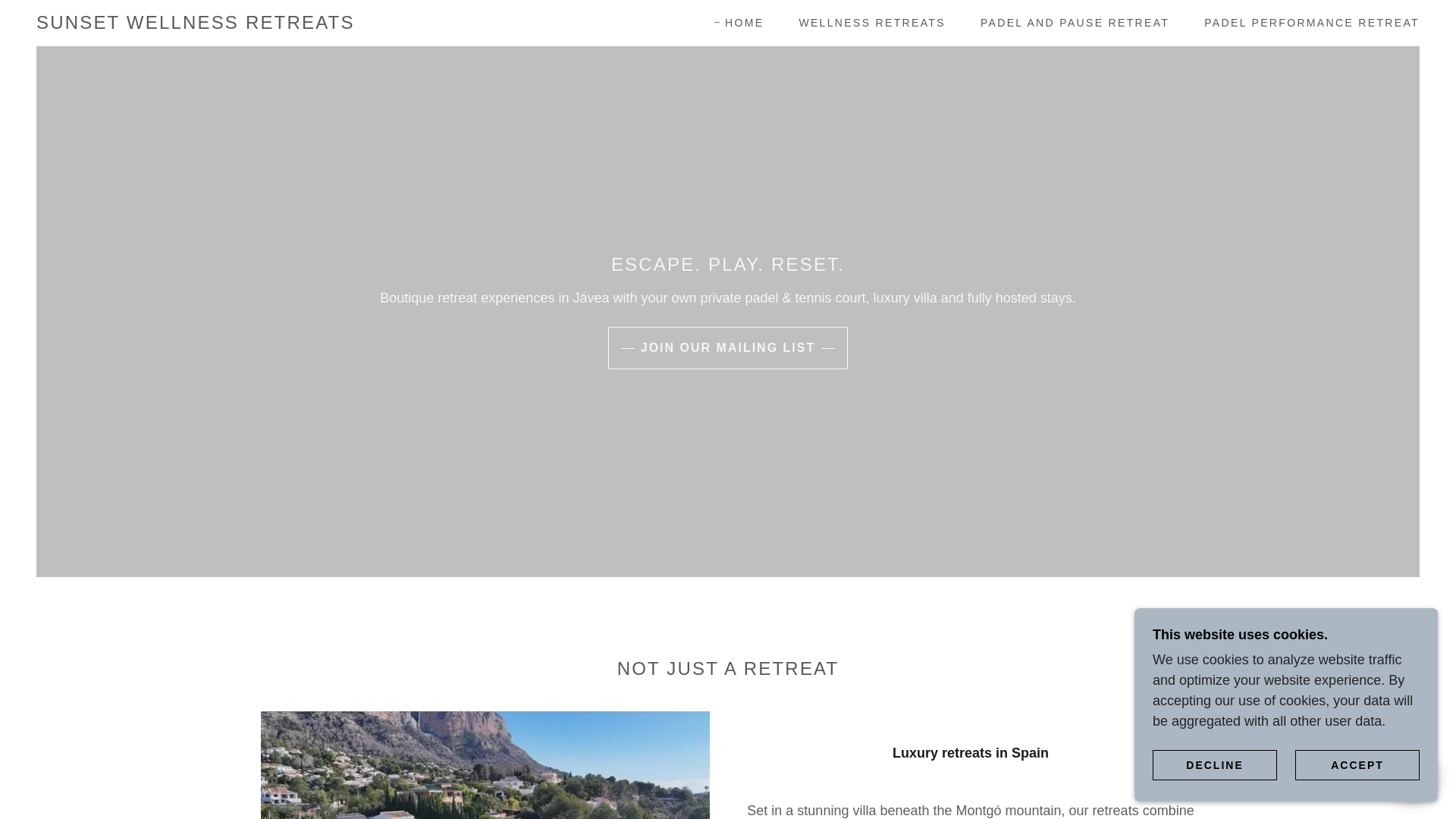 website screenshot of https://sunsetwellnessretreats.es