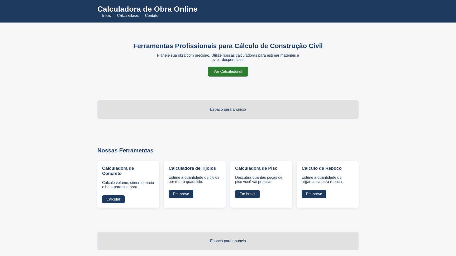 website screenshot of https://calculadoradeobraonline.pages.dev/
