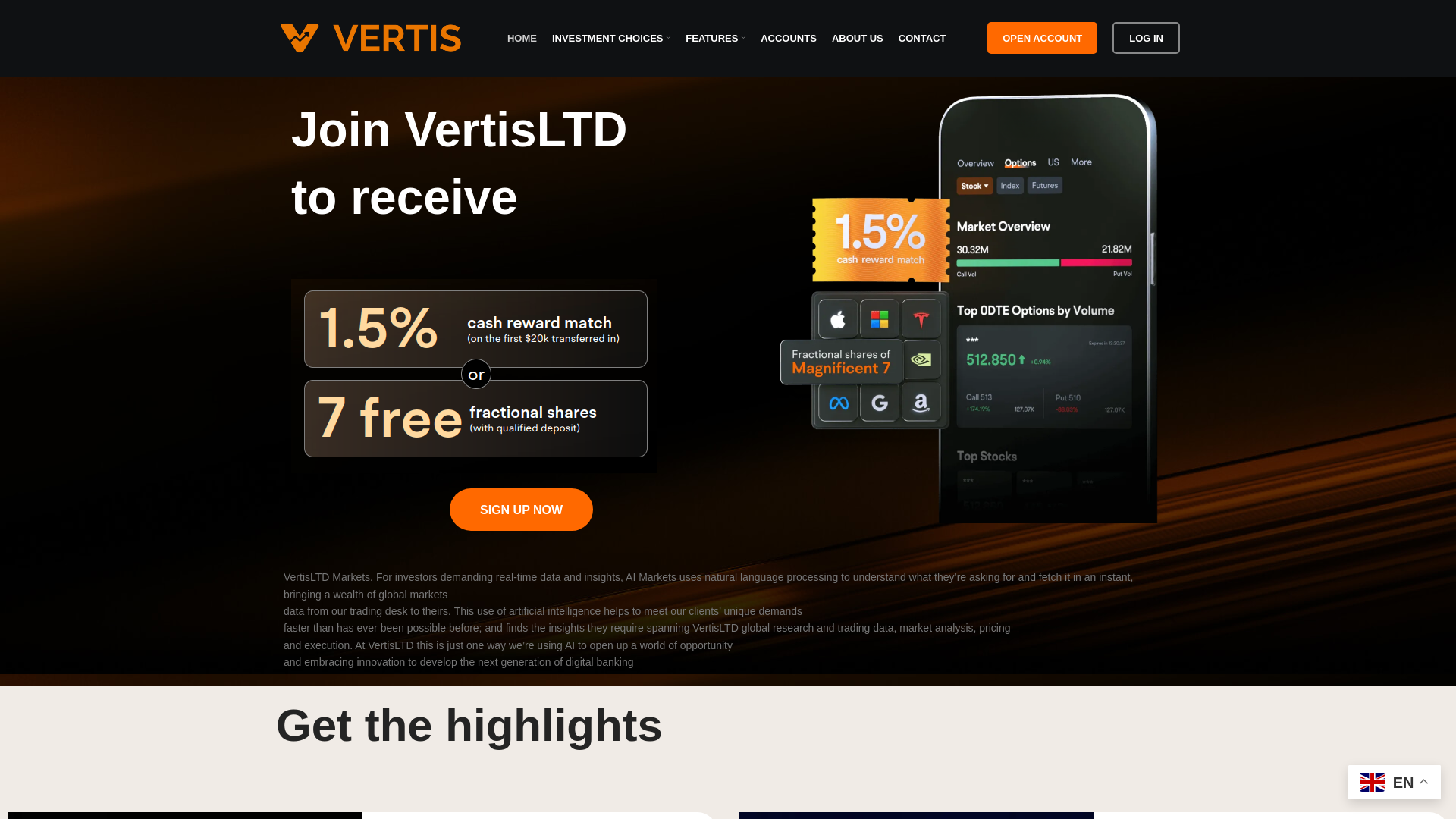 website screenshot of https://vertisltd.com