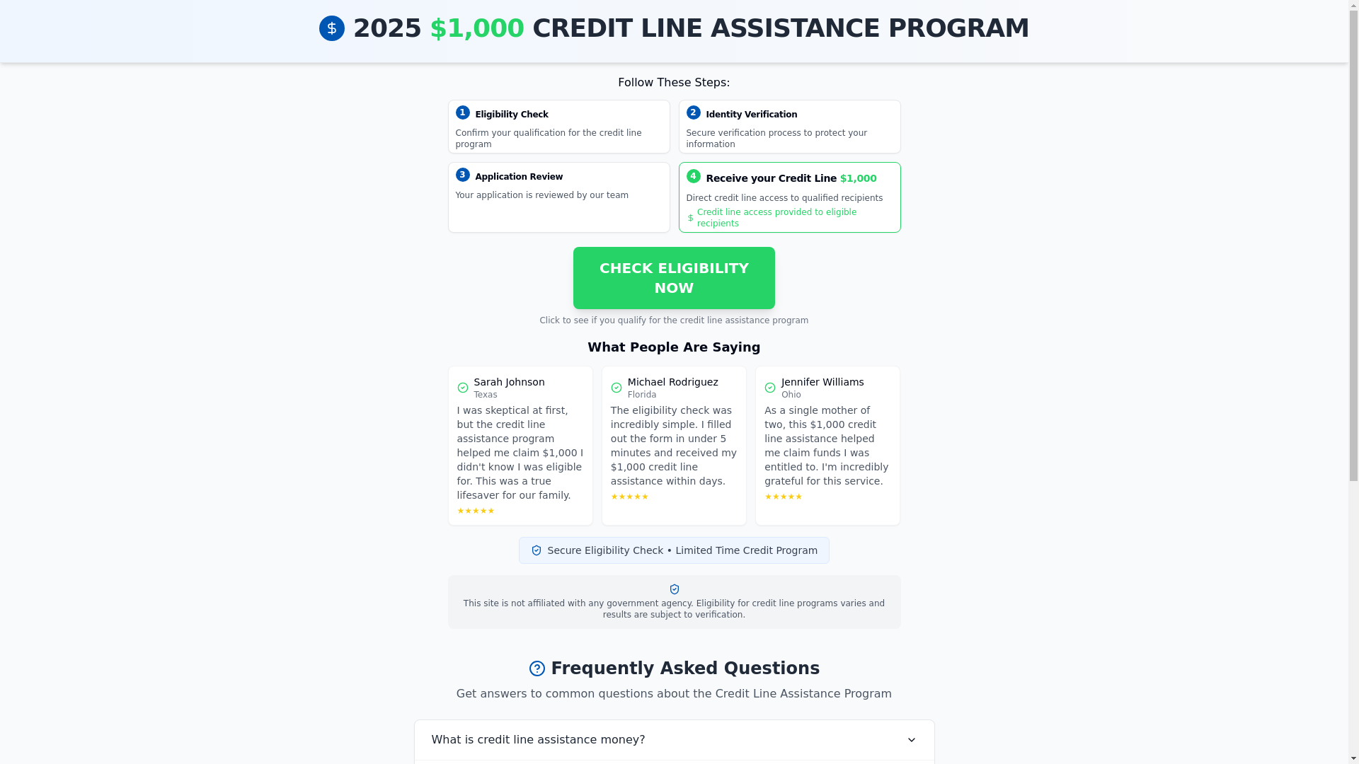 website screenshot of https://creditlineclaim.com/