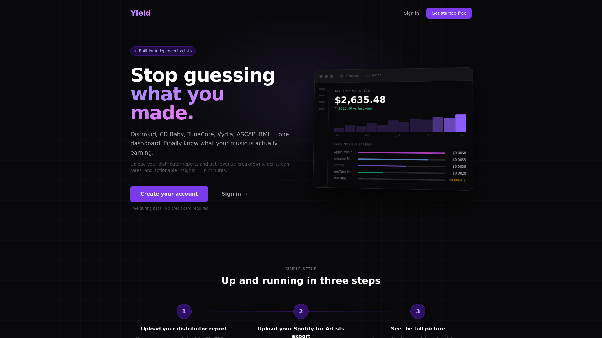 website screenshot of https://yieldfm.com/