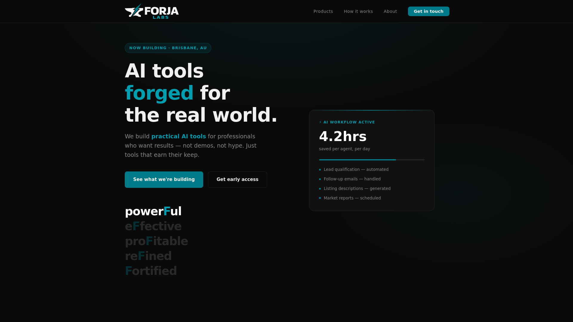 website screenshot of https://forjalabs.com.au/