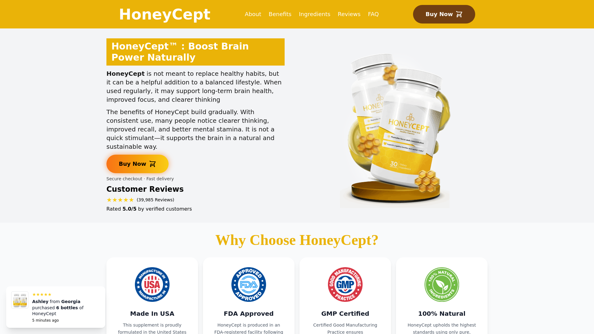 website screenshot of https://honeycept.ca/