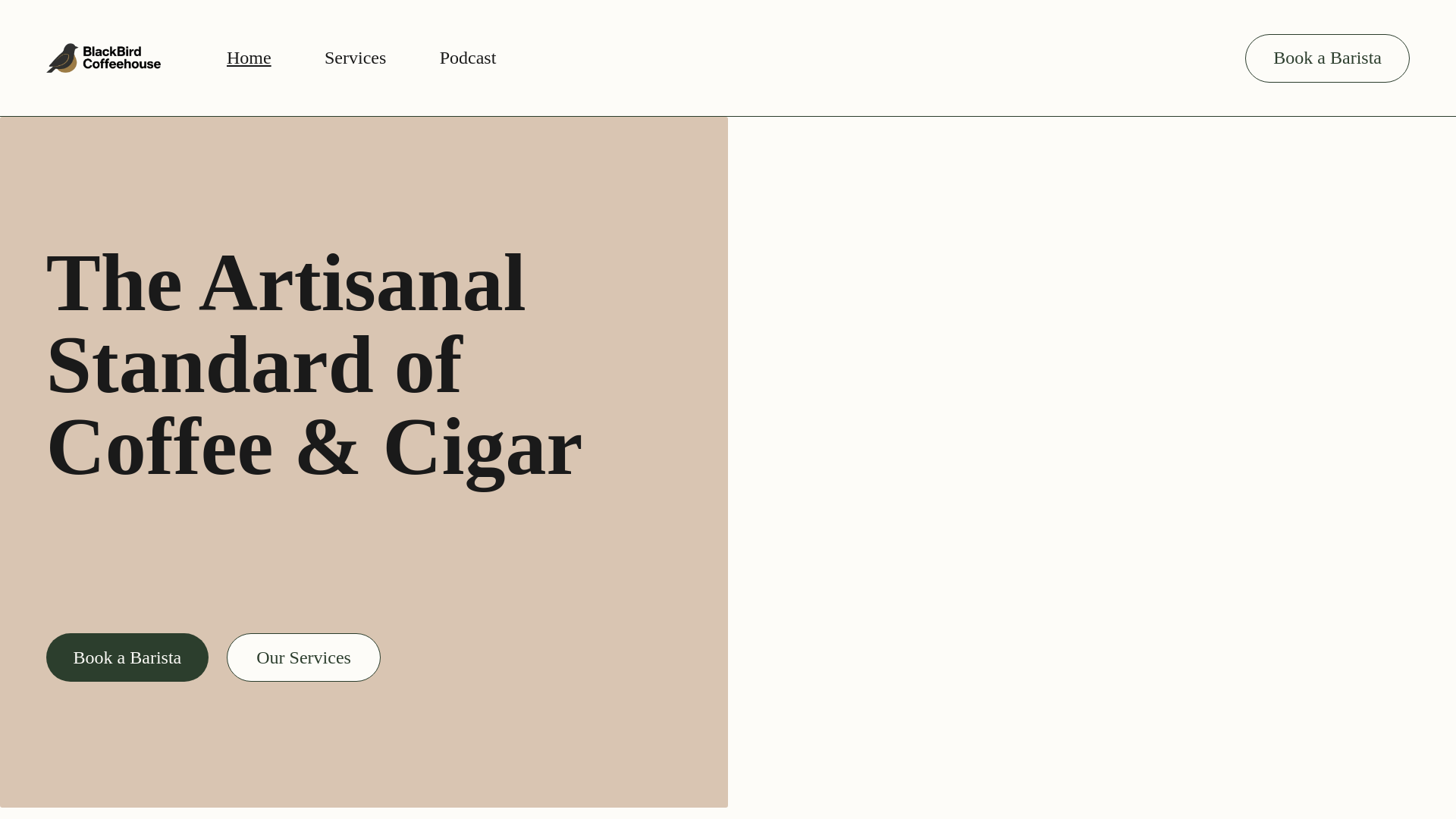 website screenshot of https://blackbridcoffeehouse.net/