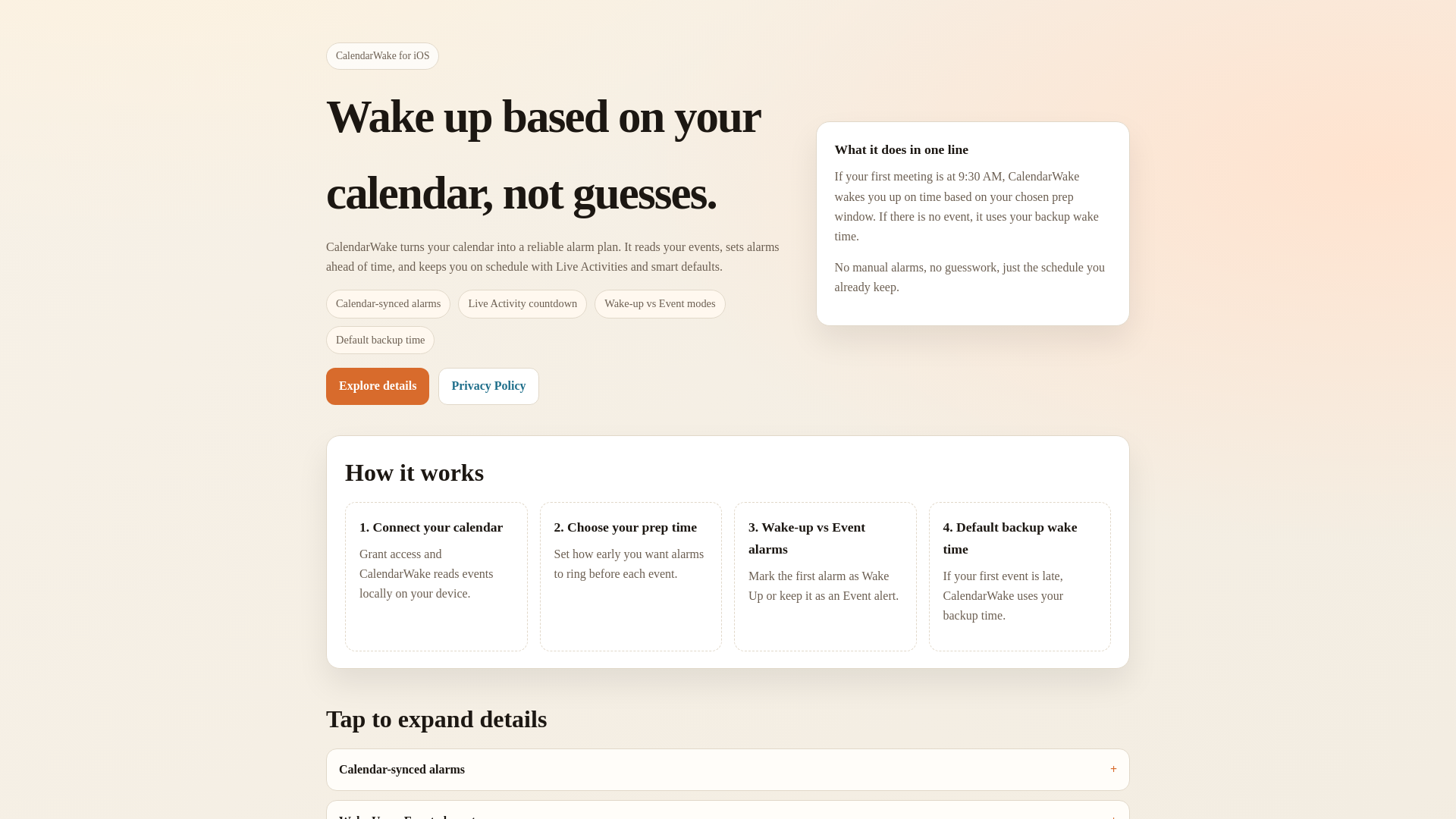 website screenshot of https://calendarwake.pages.dev/
