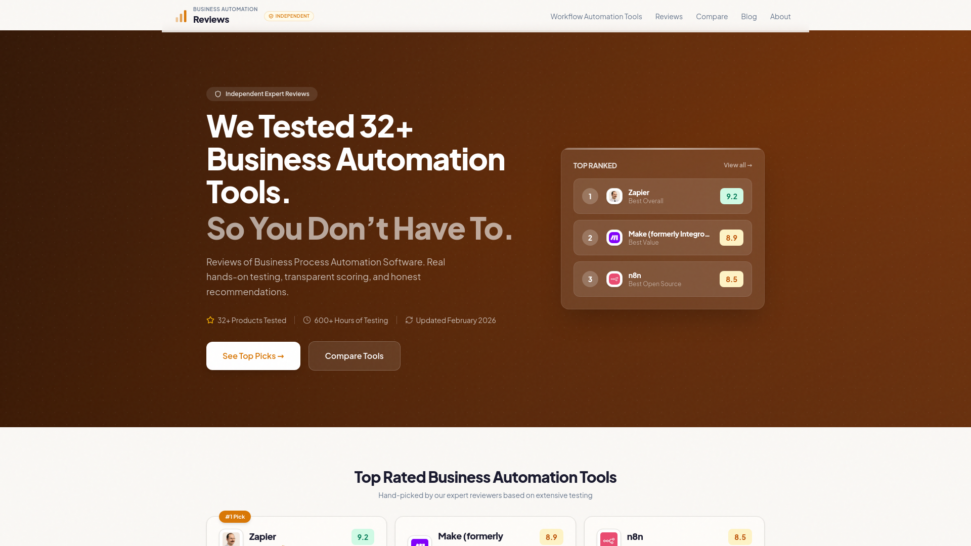 website screenshot of https://bestautomationtoolsforbusiness.com/