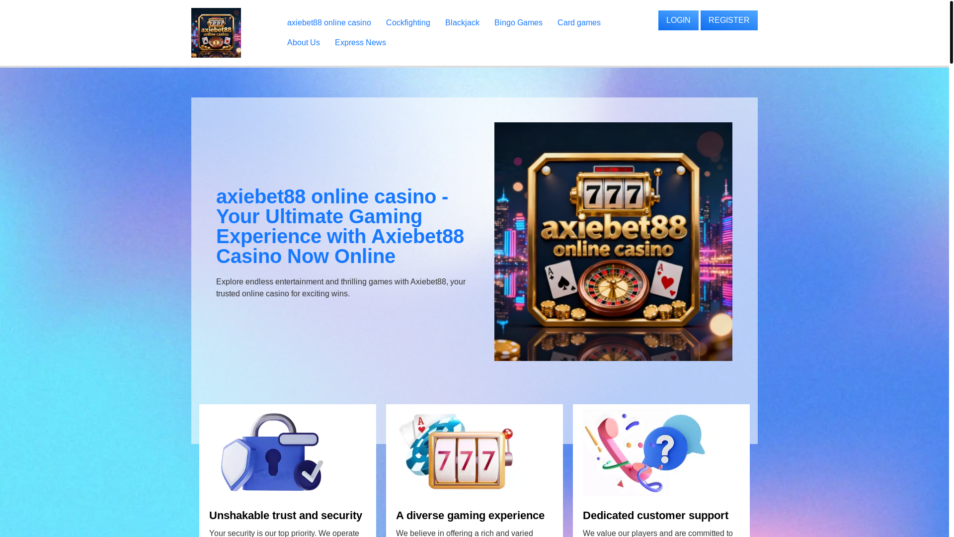 website screenshot of https://axiebet88onlinecasino.com/