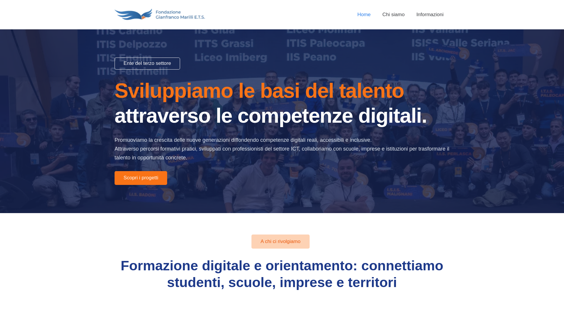 website screenshot of https://fondazionegianfrancomarilli.it/