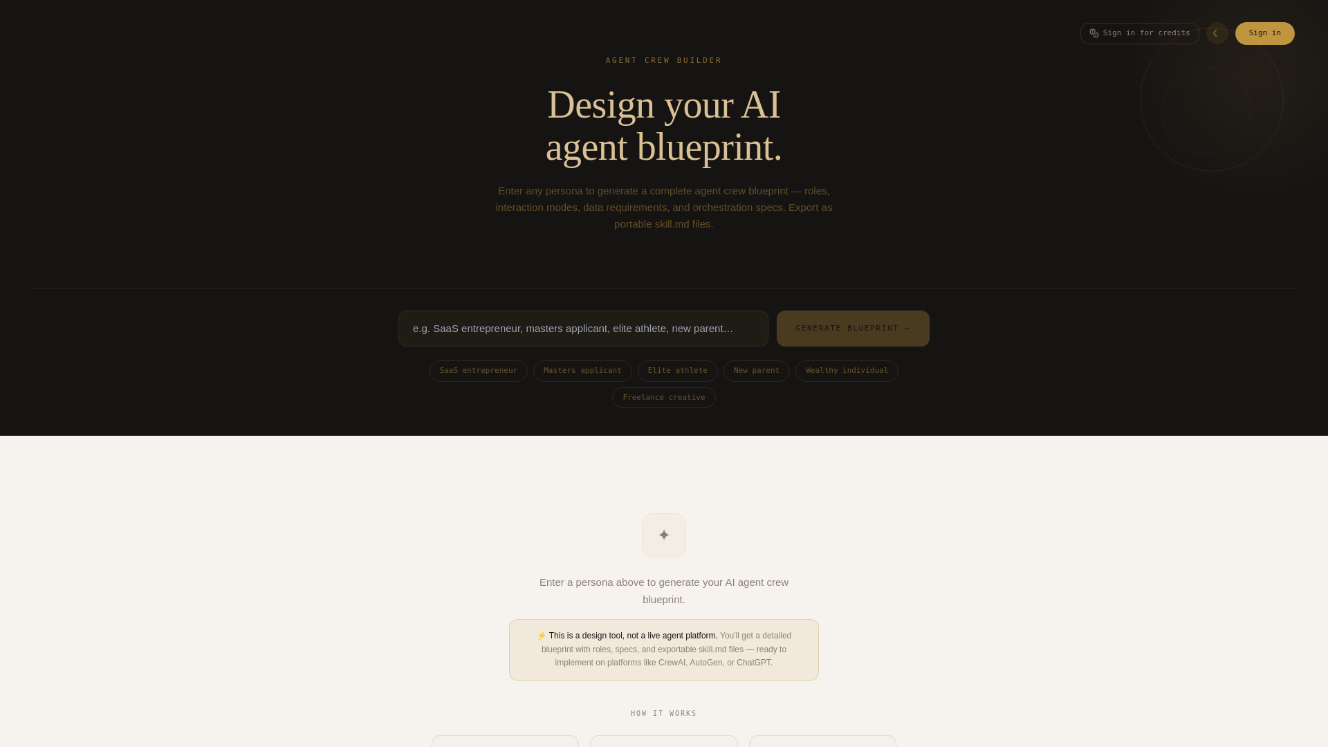 website screenshot of https://agentcrewbuilder.com/