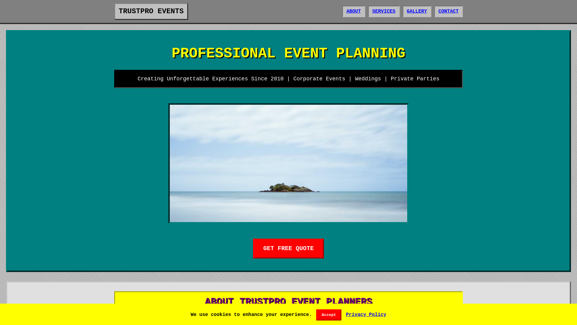 website screenshot of https://trustproeventplanners.digital