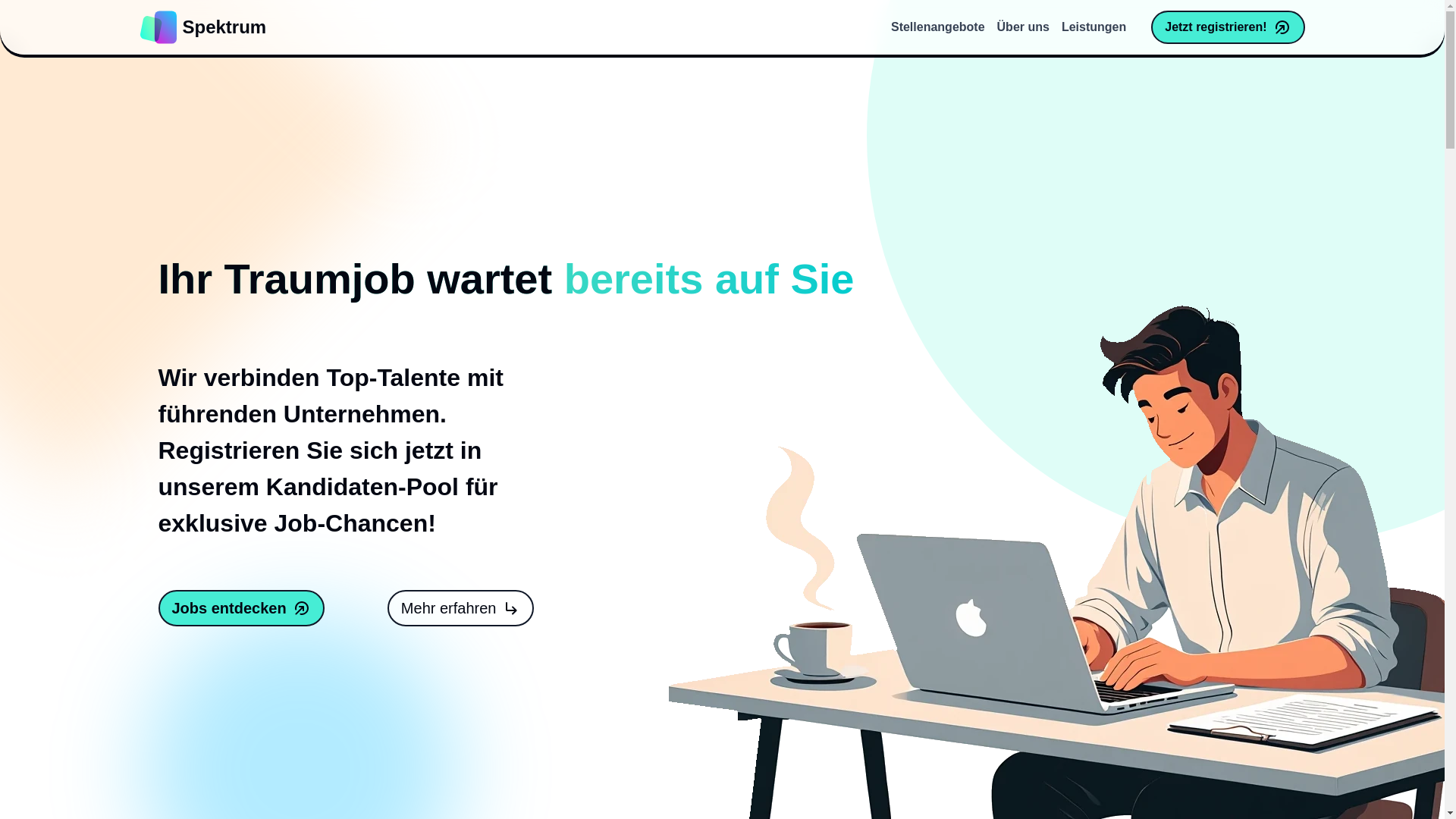 website screenshot of https://spektrum-personal.work/