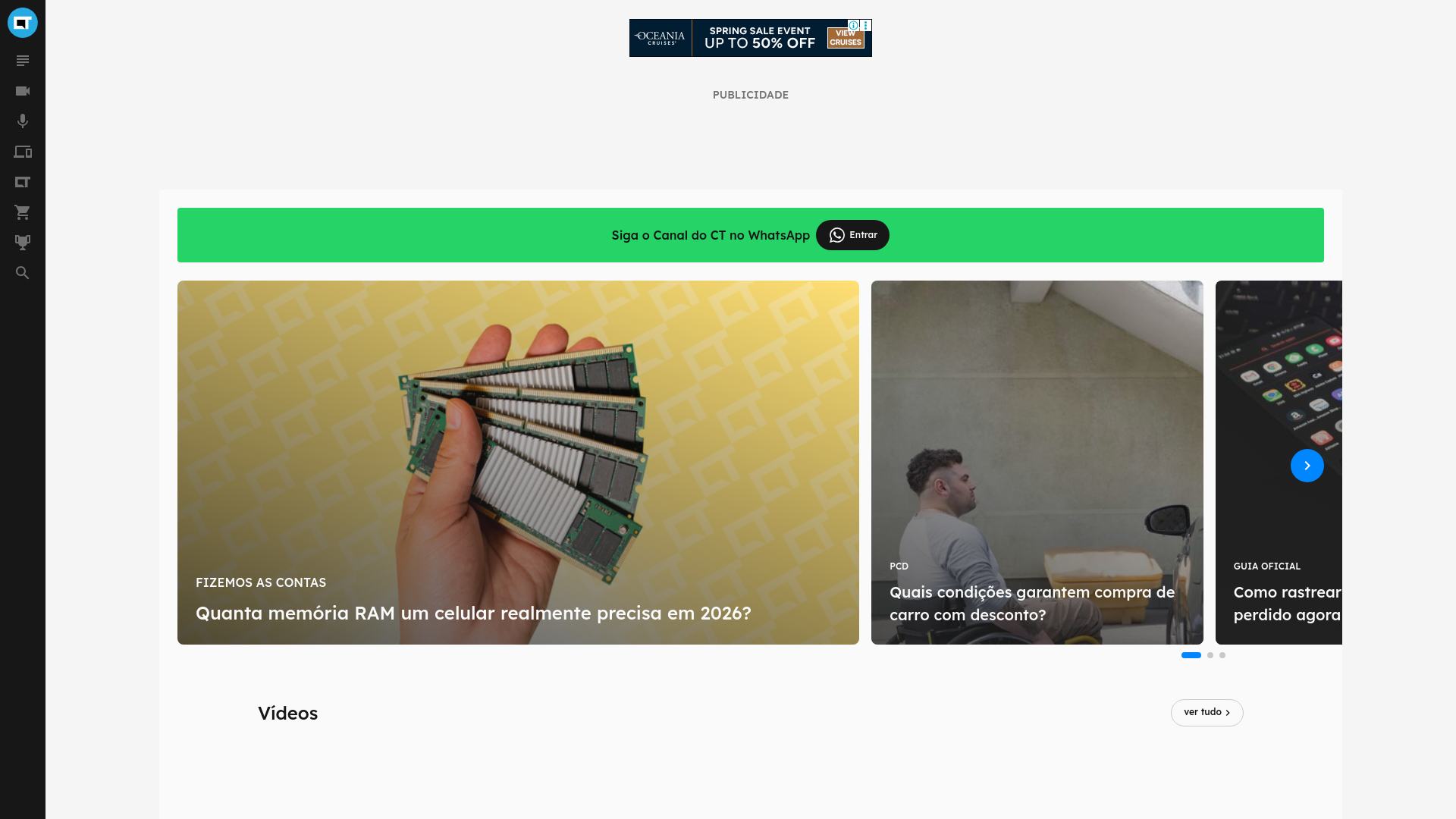 website screenshot of https://canaltech.com.br