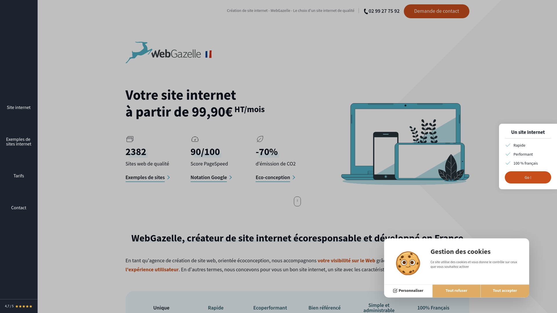 website screenshot of https://webgazelle-sites.com/