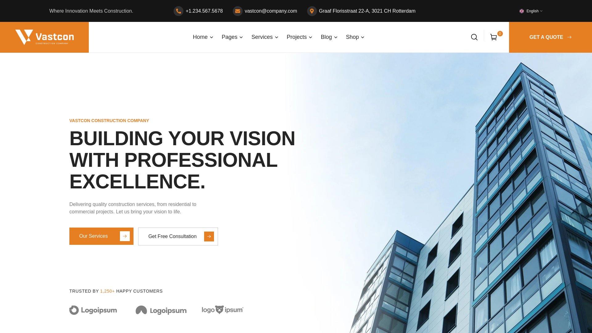 website screenshot of https://vnvconstruction.in/