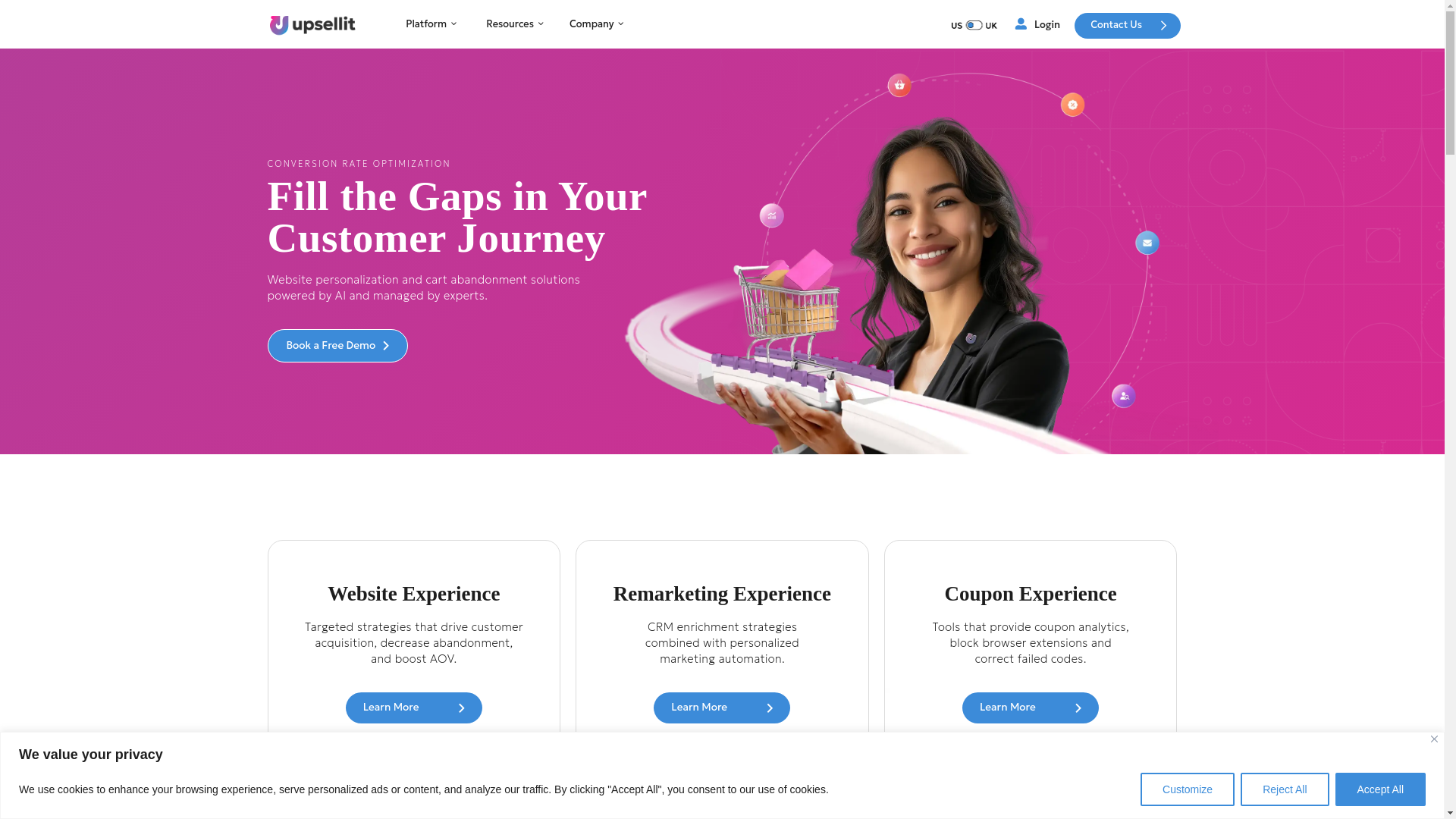 website screenshot of https://www.upsellit.com/
