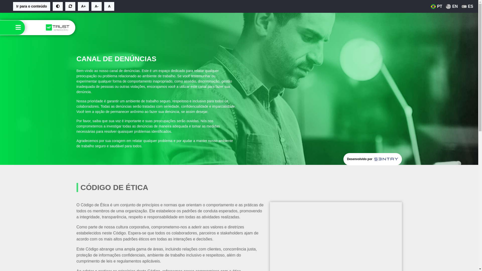 website screenshot of https://trustgrc.sentry360.com.br/