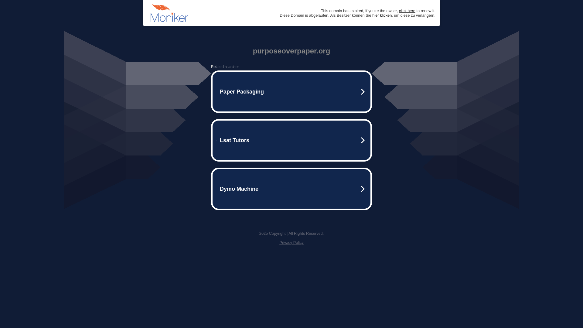 website screenshot of https://purposeoverpaper.org/