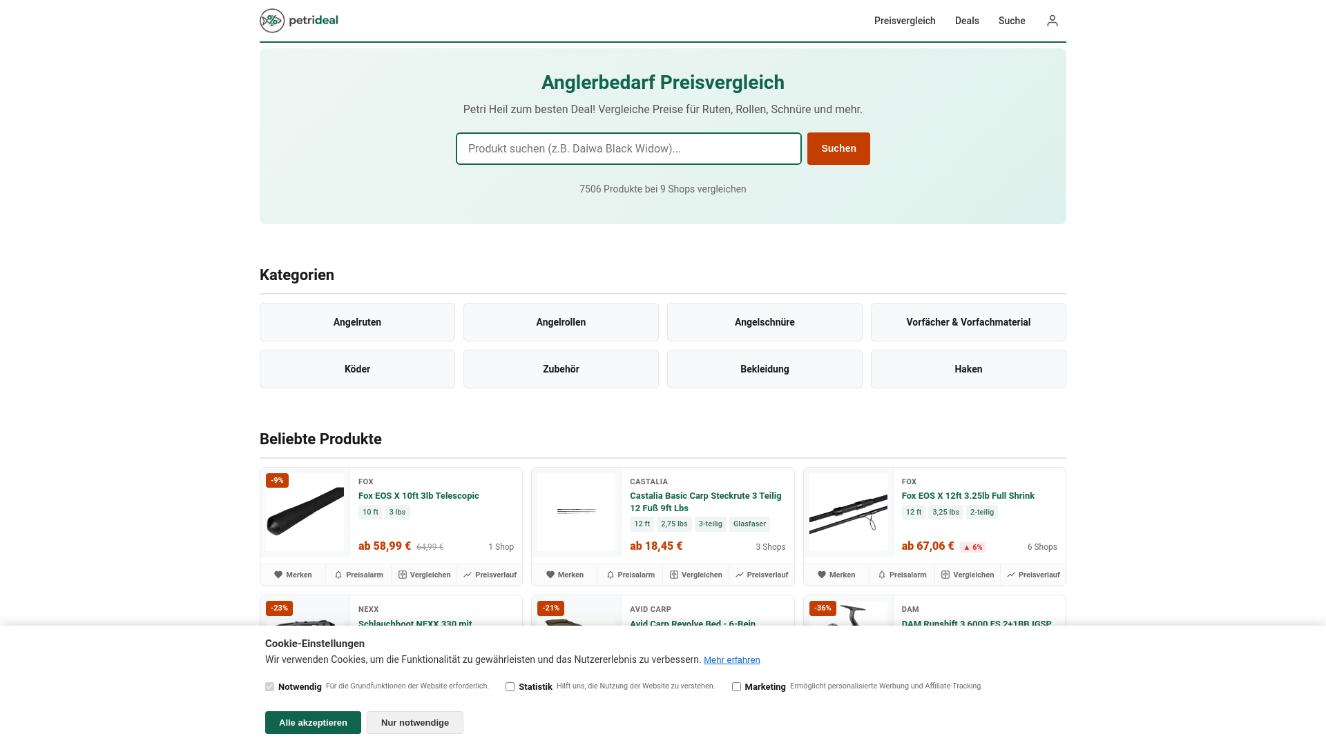 website screenshot of https://petrideal.de
