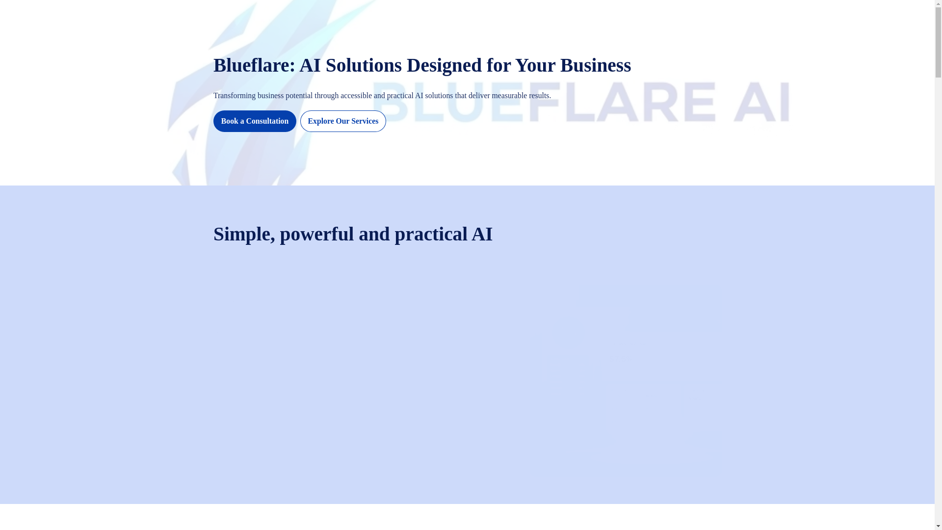 website screenshot of https://blueflare.ai/