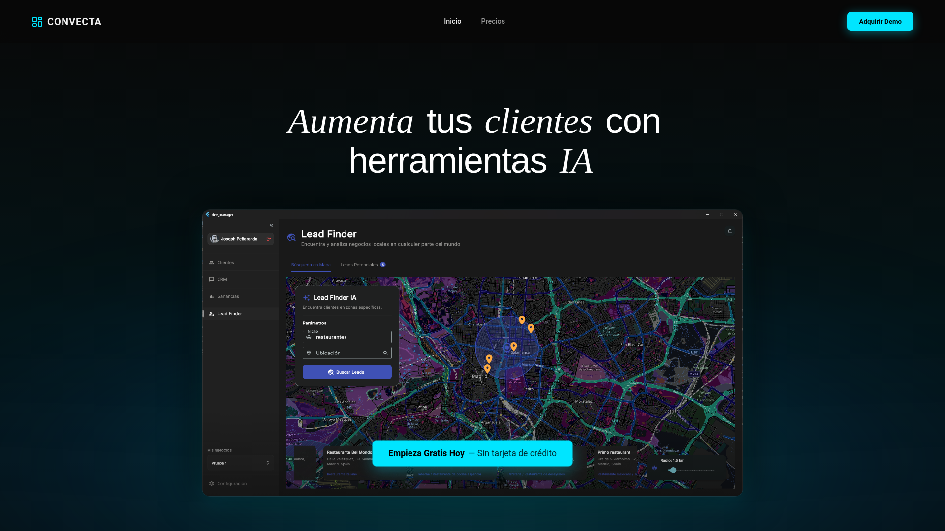 website screenshot of https://convecta.co