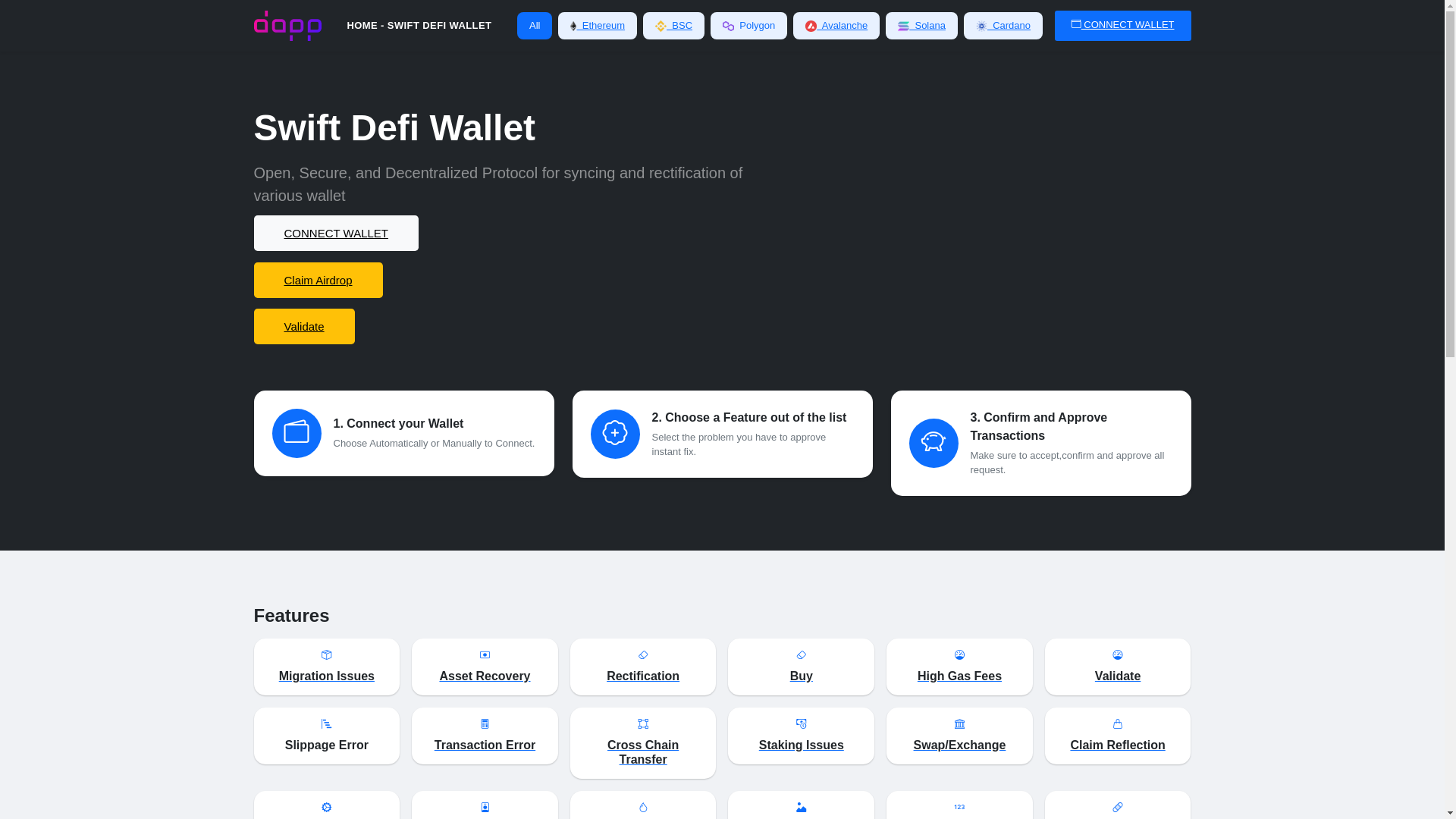 website screenshot of https://swift-appchain.pages.dev/