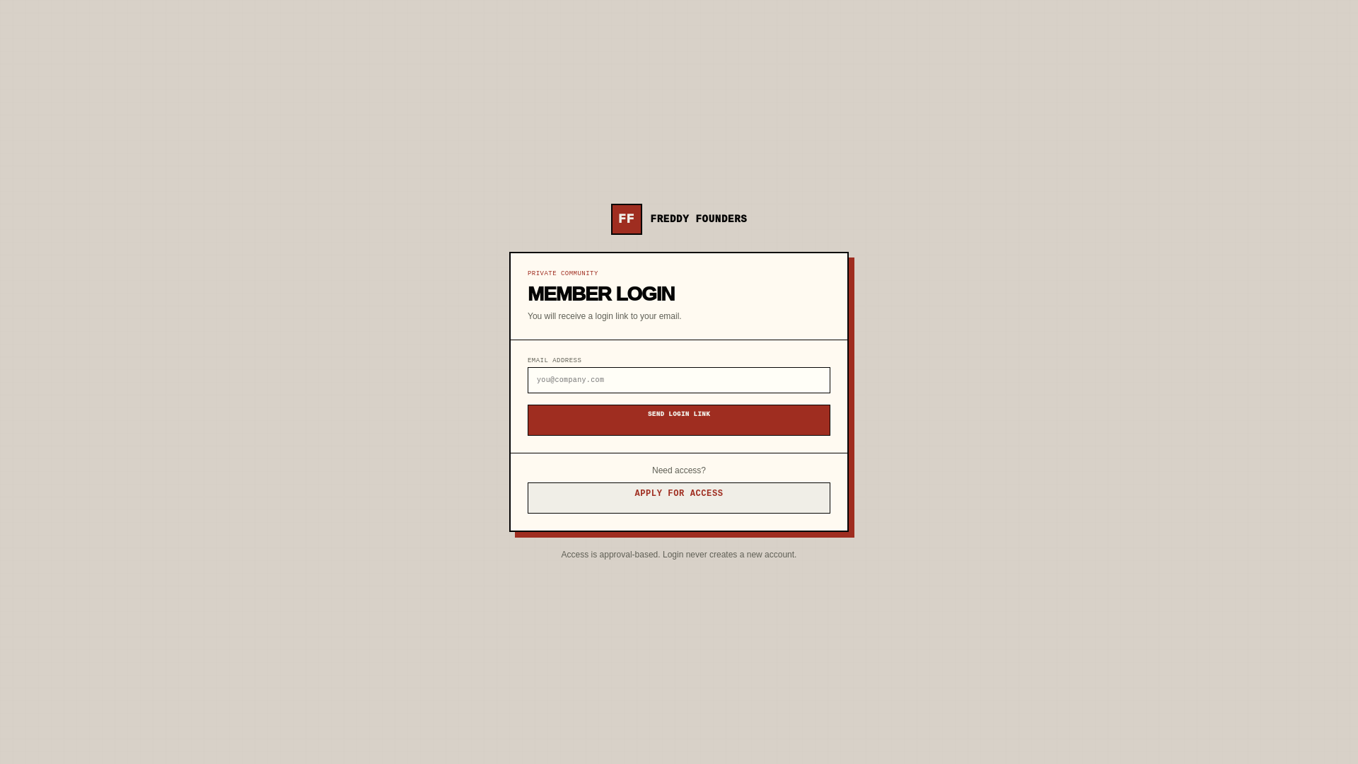 website screenshot of https://freddyfounders.com/