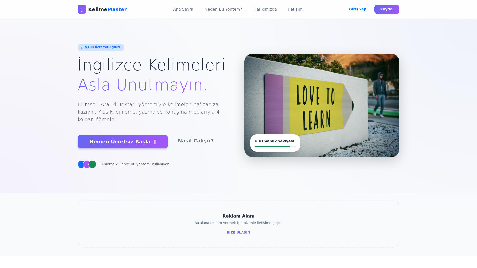 website screenshot of https://kelimemaster.com.tr