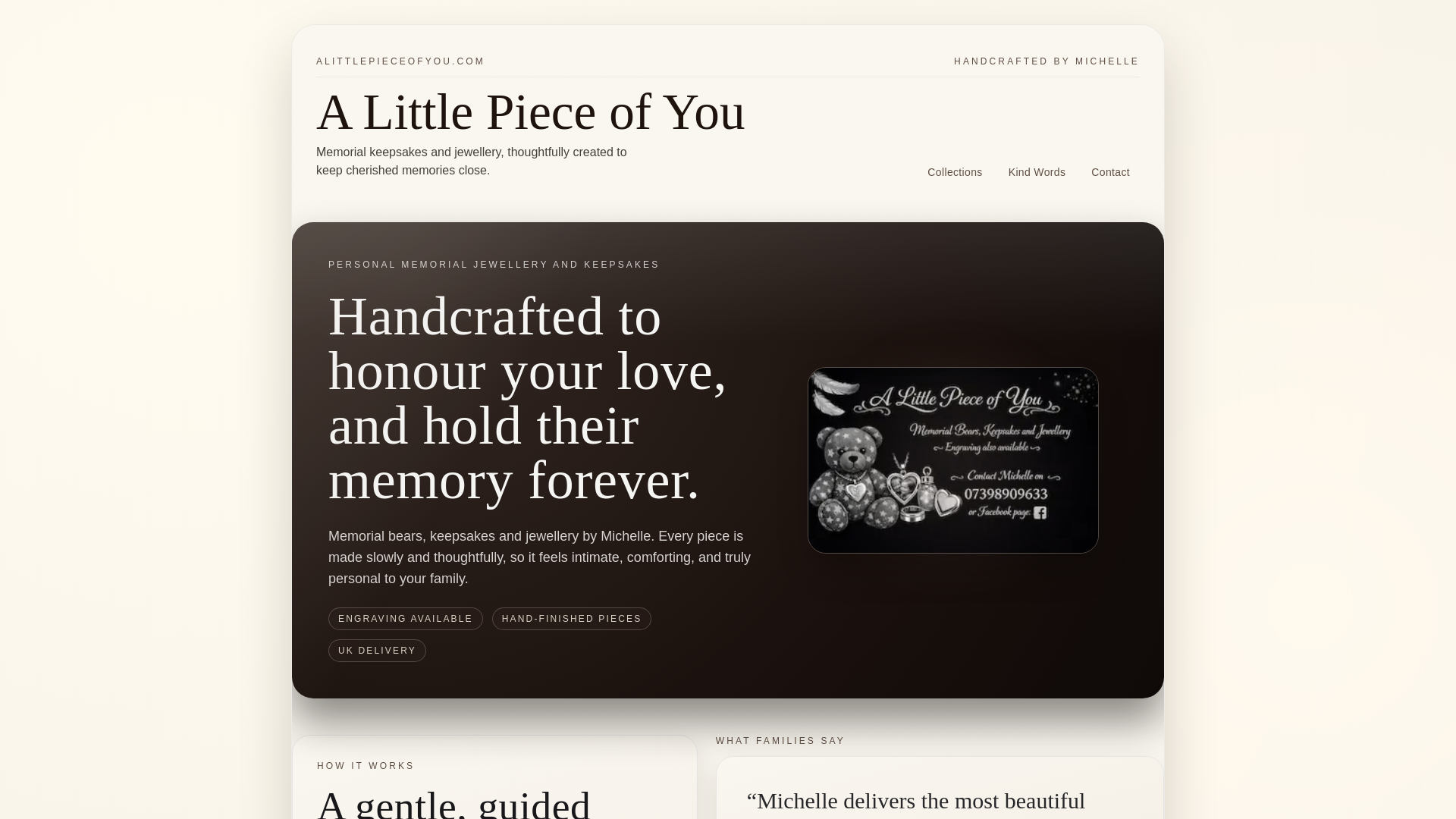 website screenshot of https://alittlepieceofyou.com
