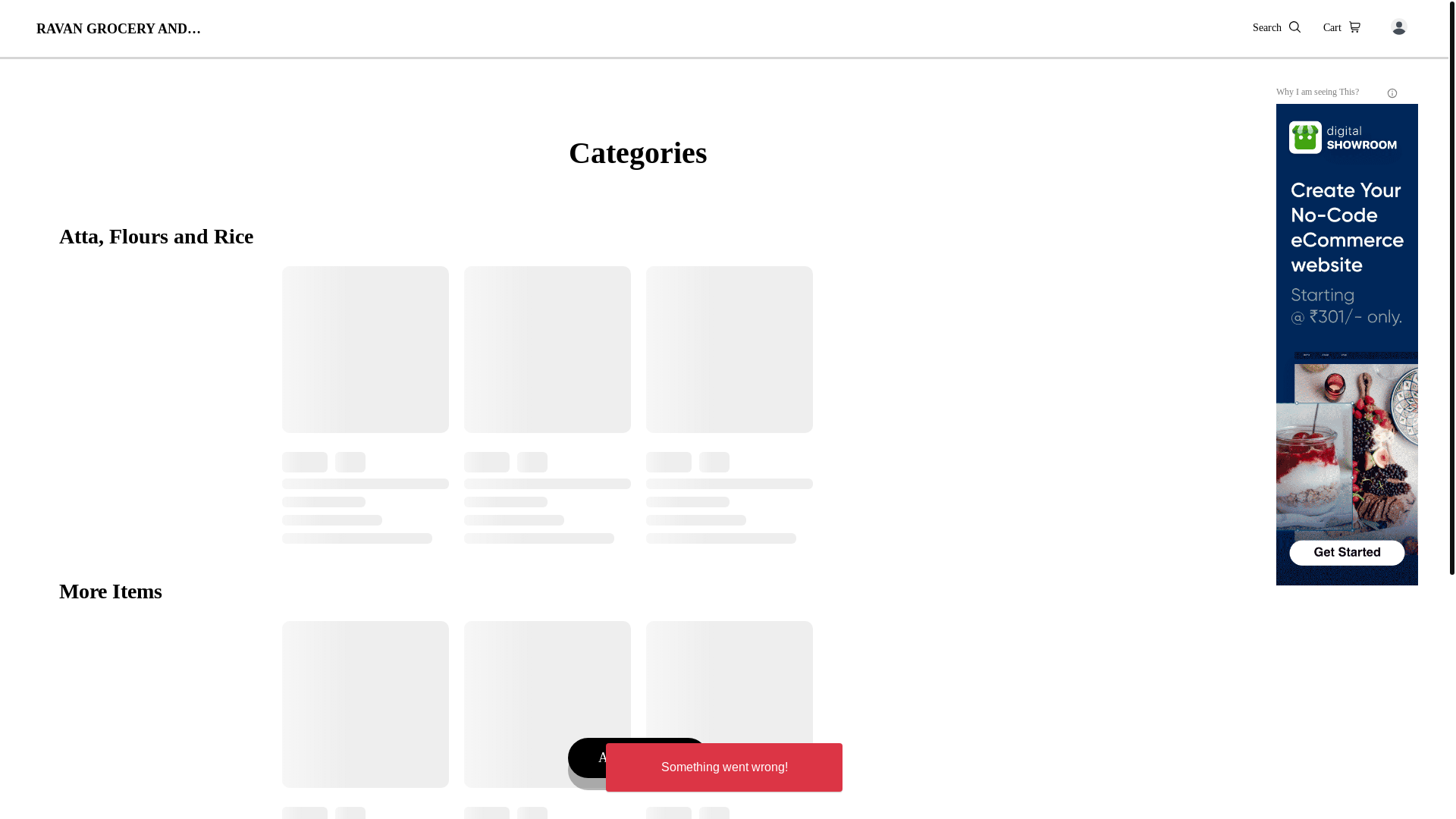 website screenshot of https://ravangroceryandtransport.co.in/