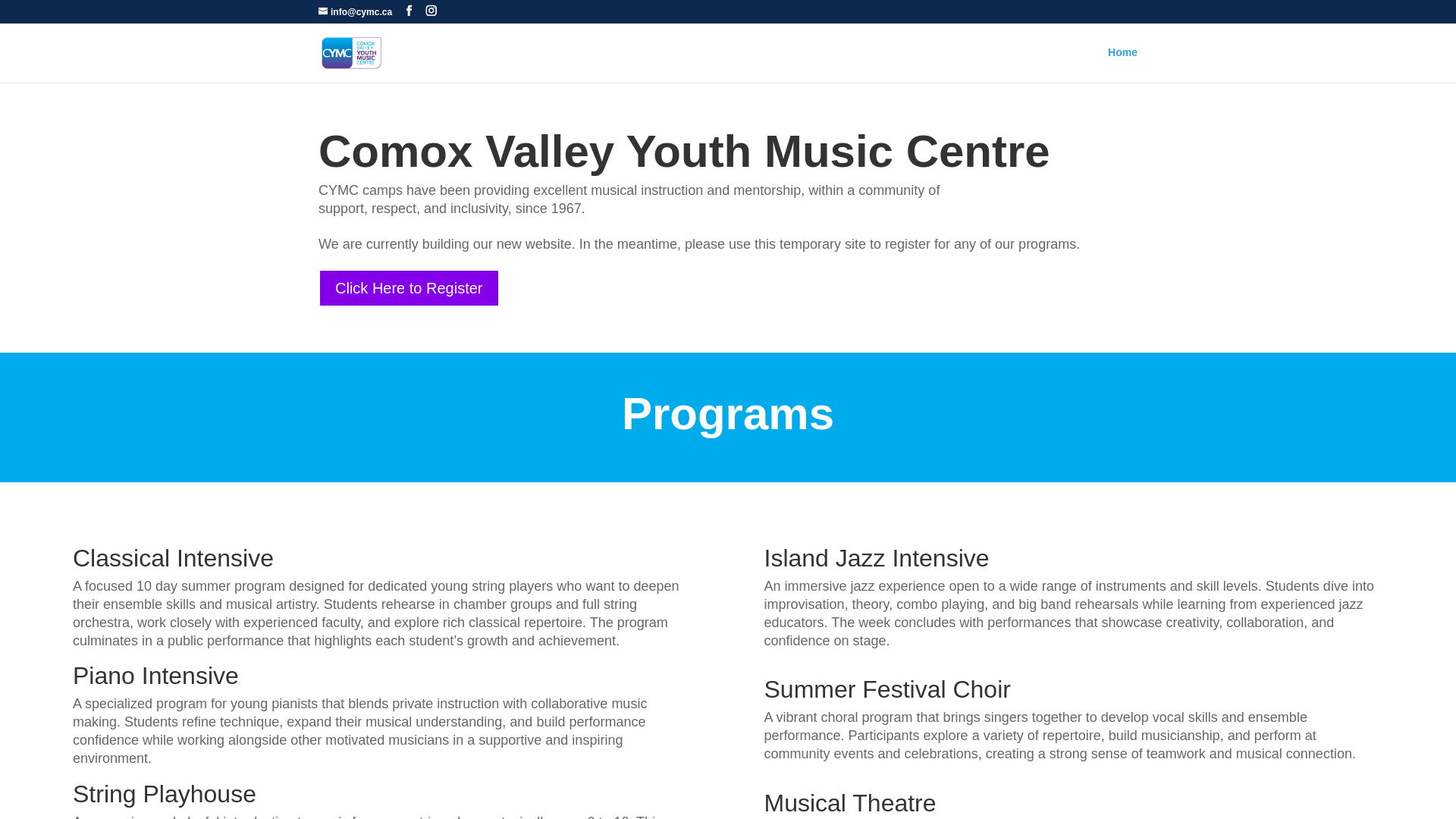 website screenshot of https://cvymc.org/