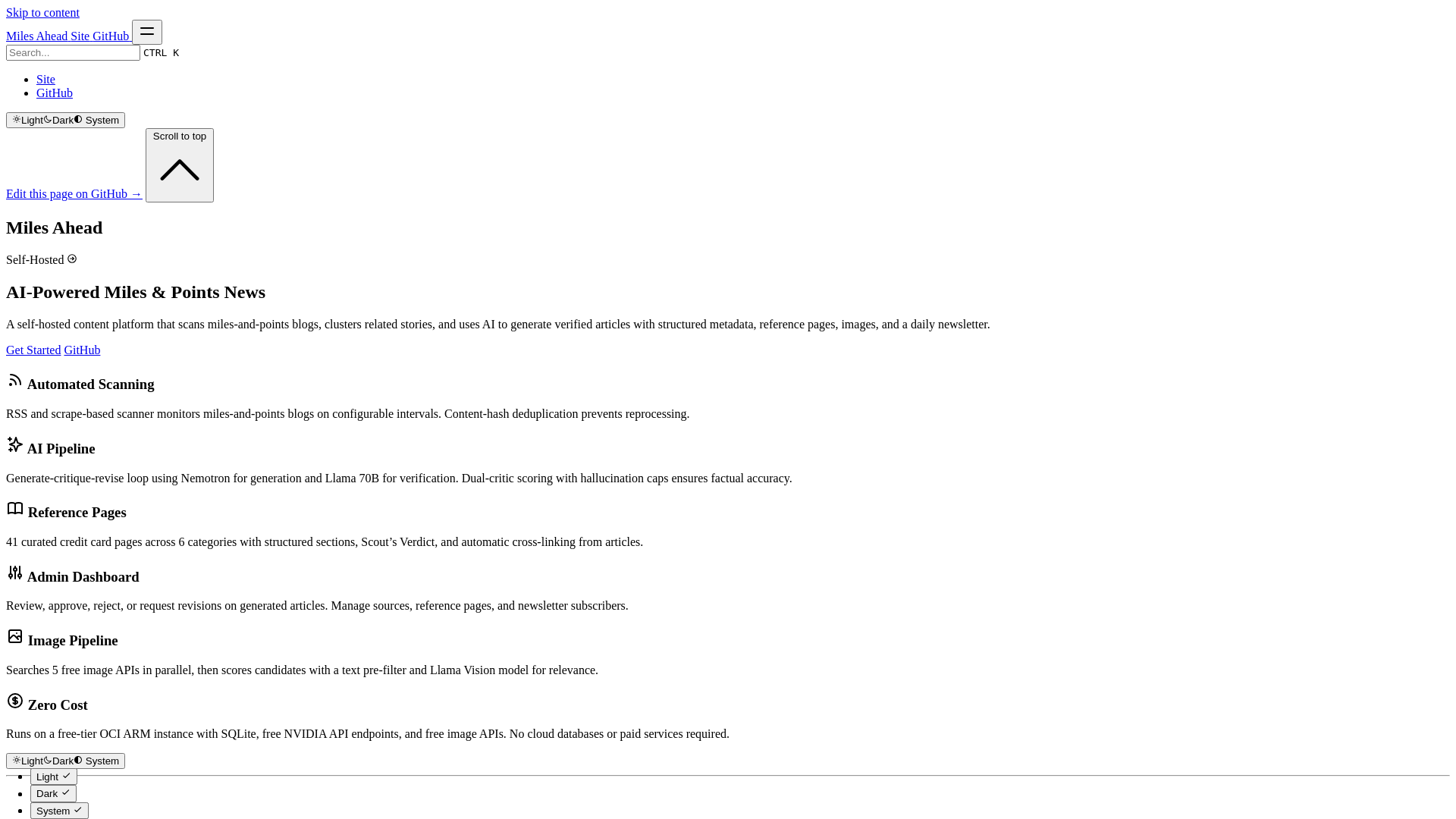 website screenshot of https://milesahead.pages.dev/