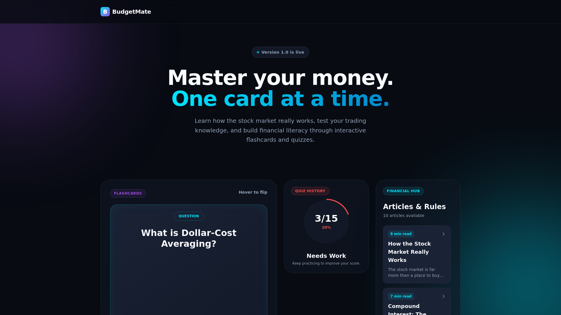 website screenshot of https://budget-mate.space/
