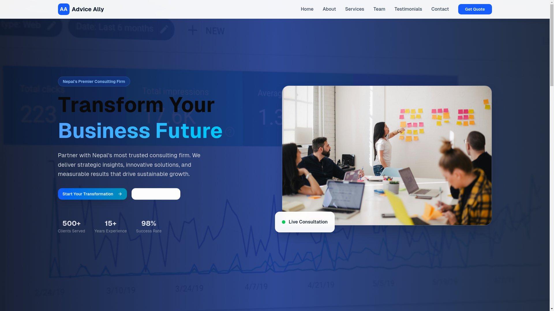 website screenshot of https://adviceallyconsultants.com.np/