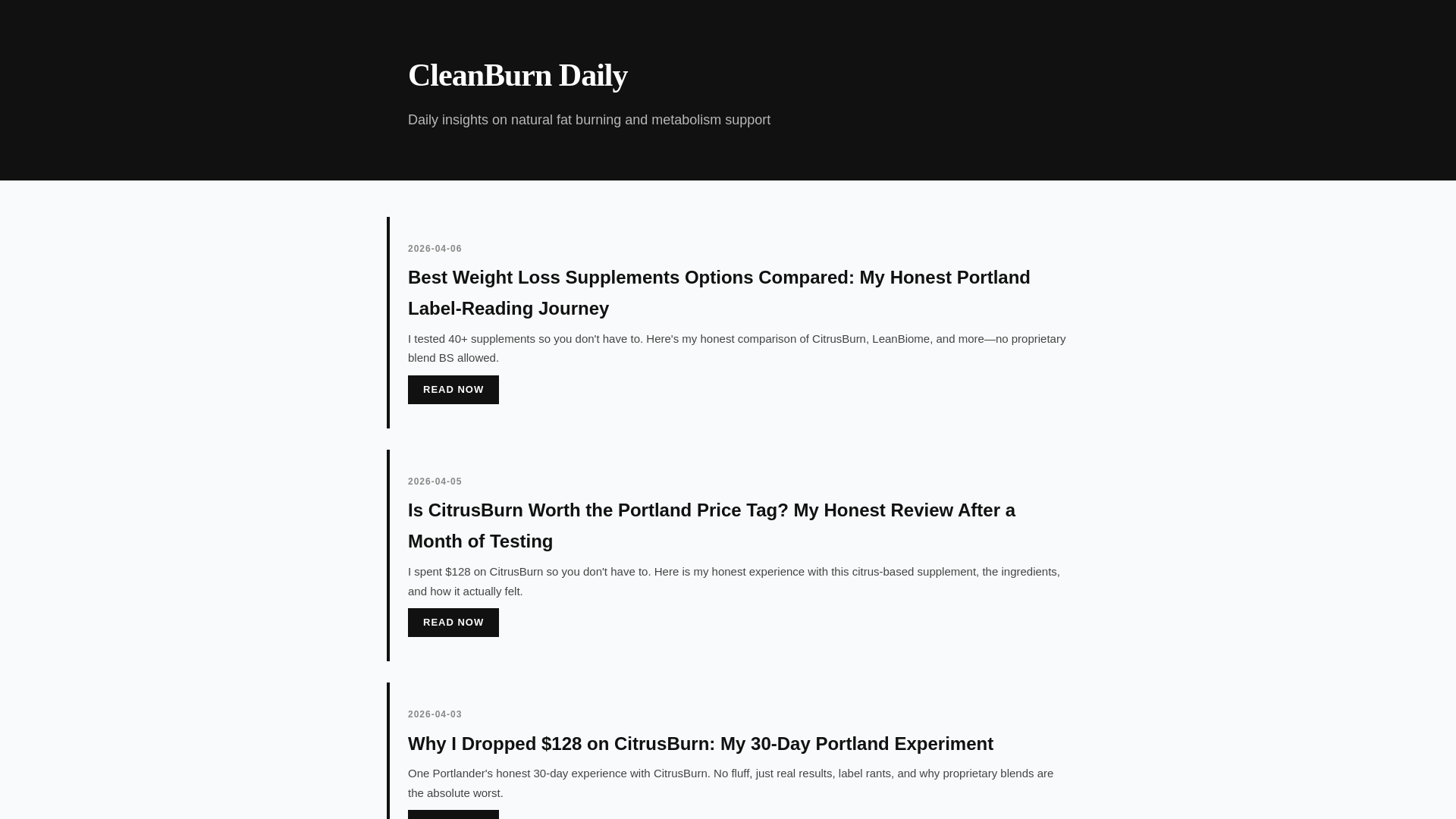 website screenshot of https://cleanburndaily.com/