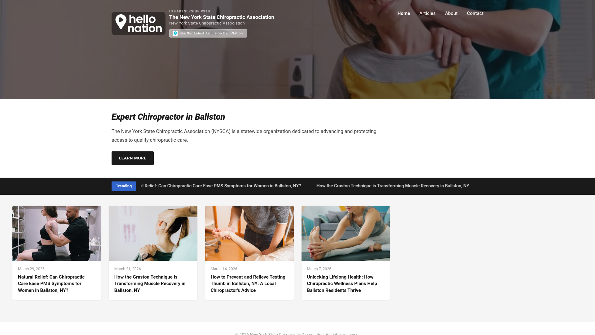 website screenshot of https://chiropractorexpertinballston.org/