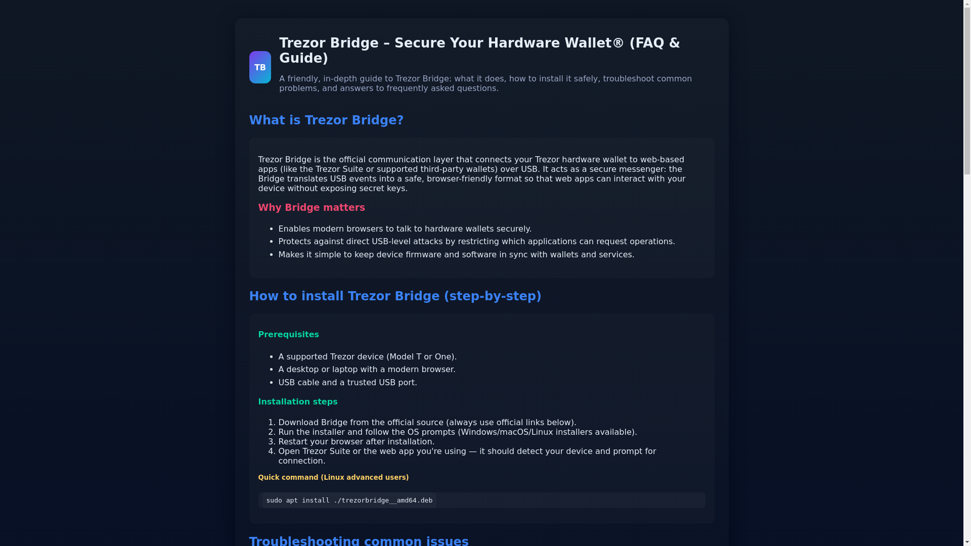 website screenshot of https://faq-bridge-trezo.pages.dev/