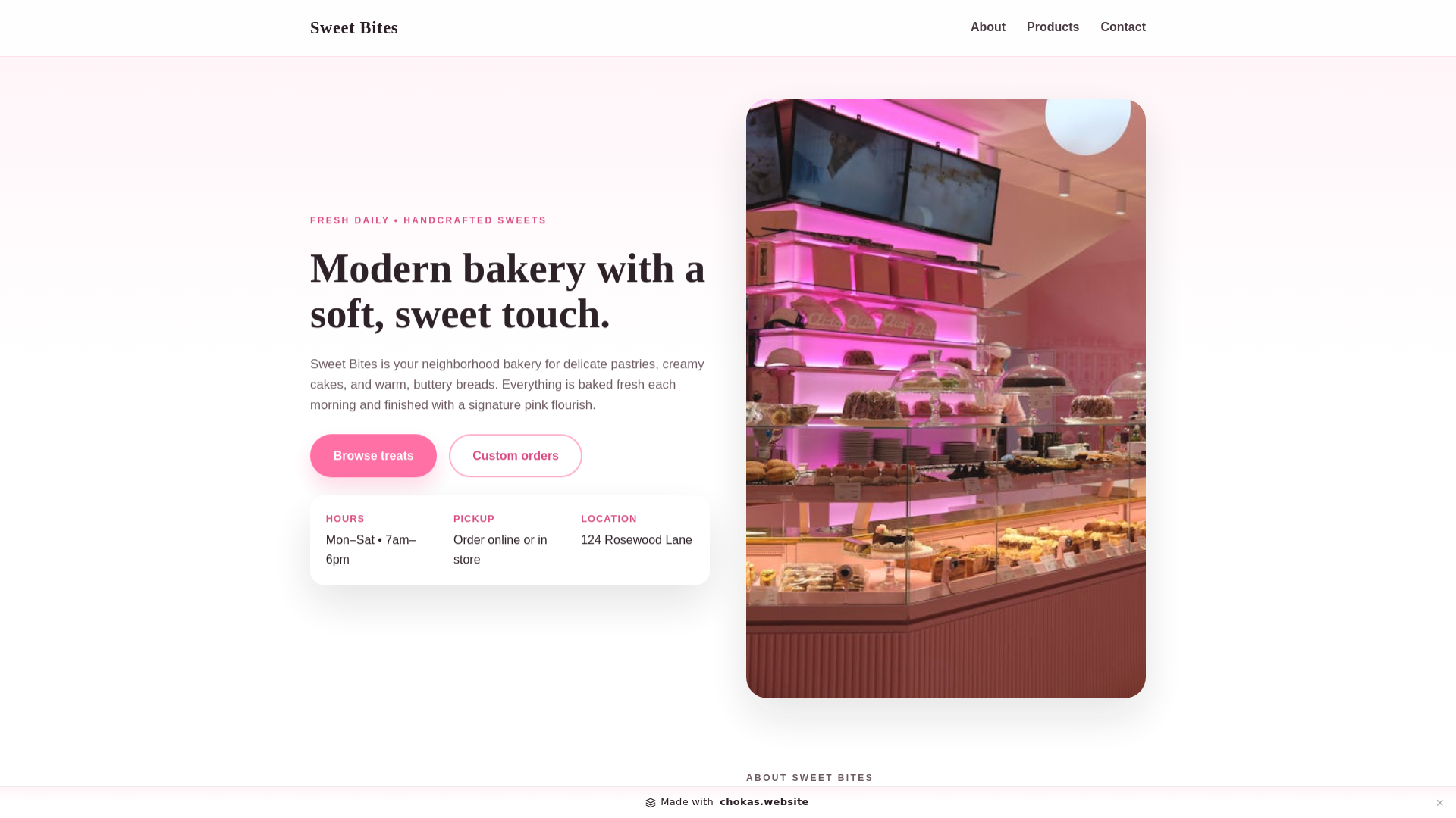 website screenshot of https://sweet-bites.pages.dev/