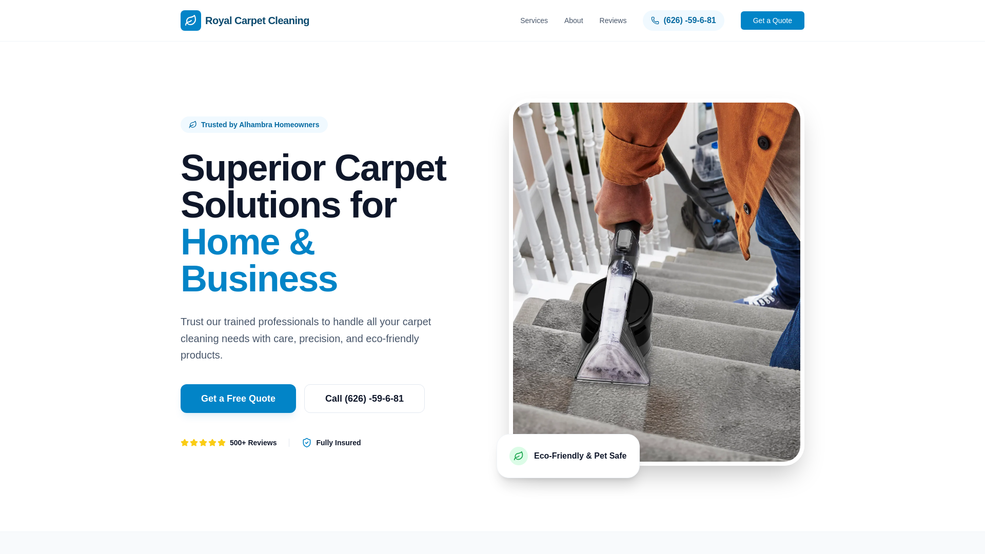 website screenshot of https://royalcarpetcleaning.store/