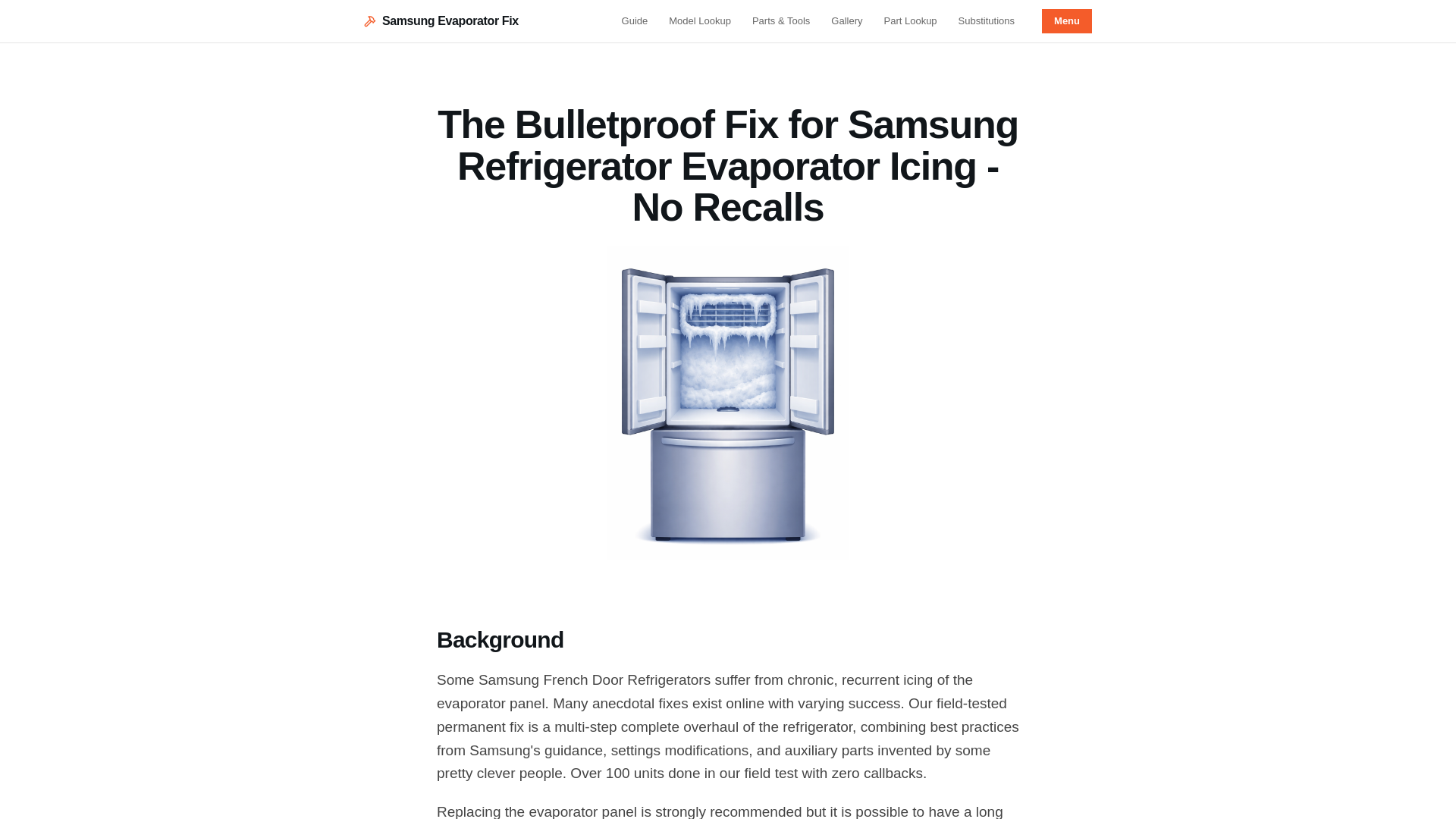 website screenshot of https://defrostfix.com