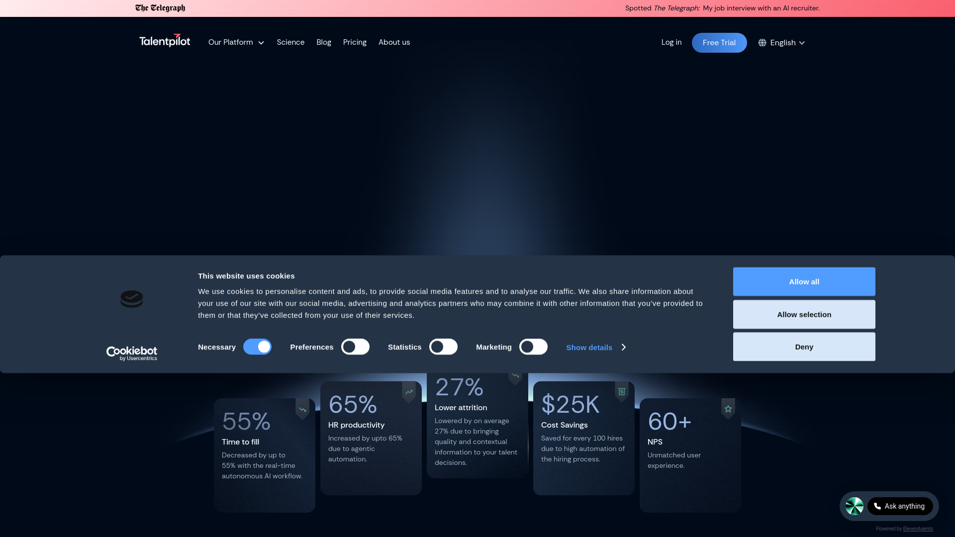 website screenshot of https://usetalentpilot.com