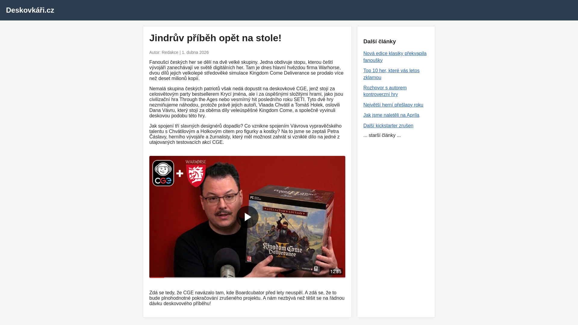 website screenshot of https://deskovkari.online