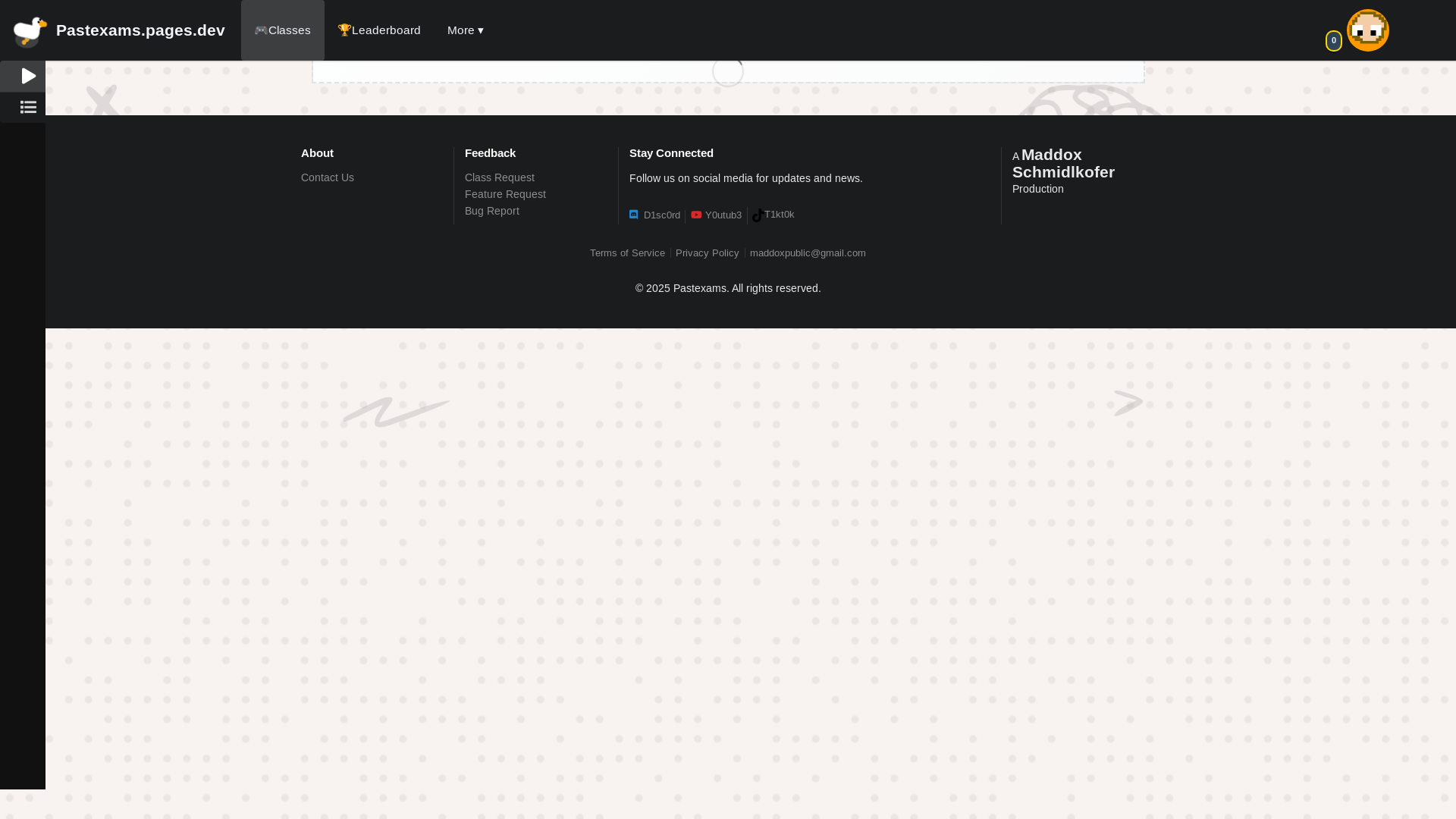 website screenshot of https://pastexams.pages.dev/