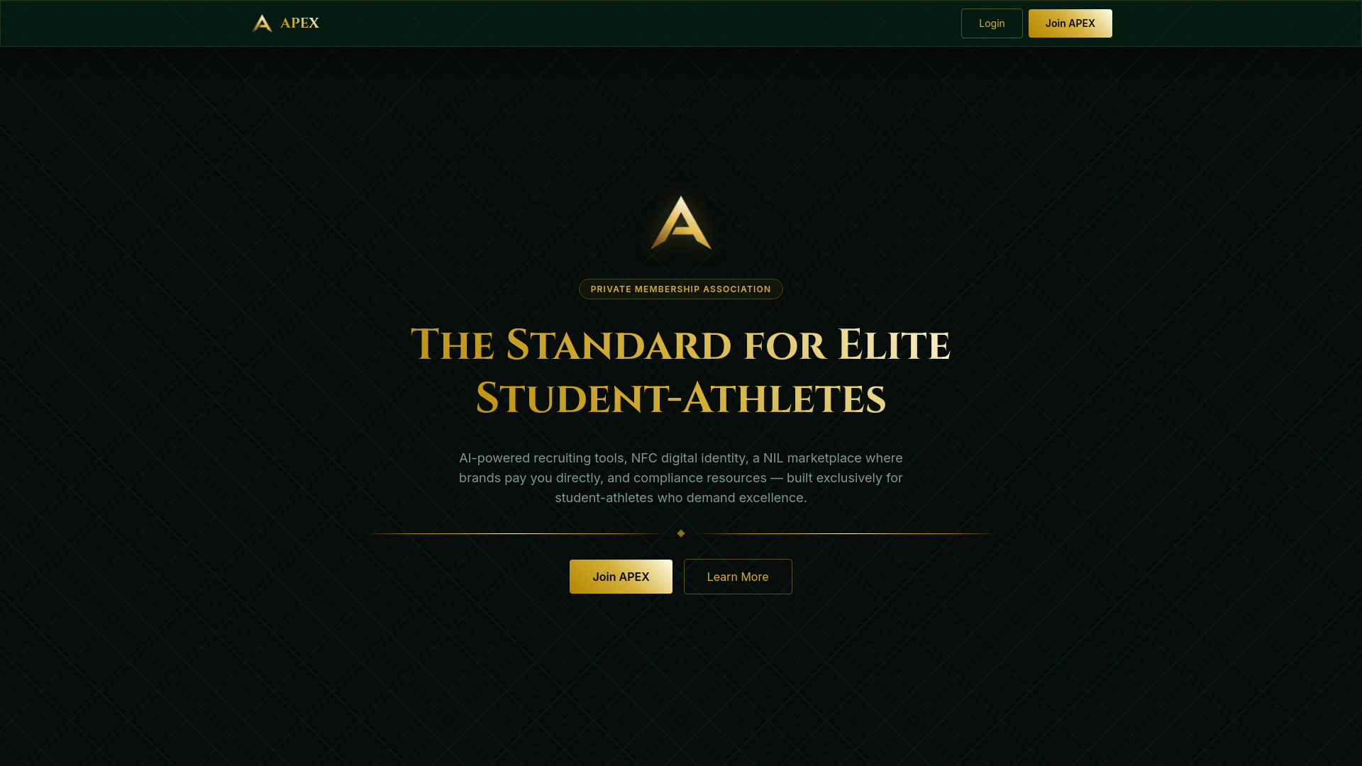 website screenshot of https://apexathletes.ai