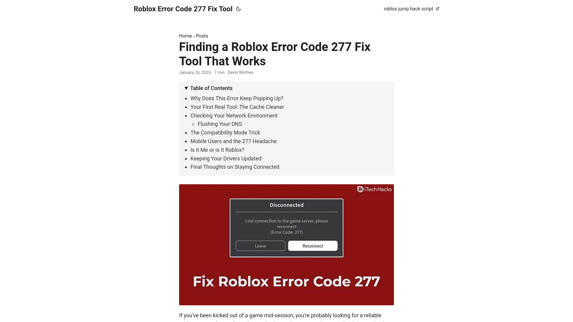 website screenshot of https://roblox-error-code-277-fix-tool.pages.dev/