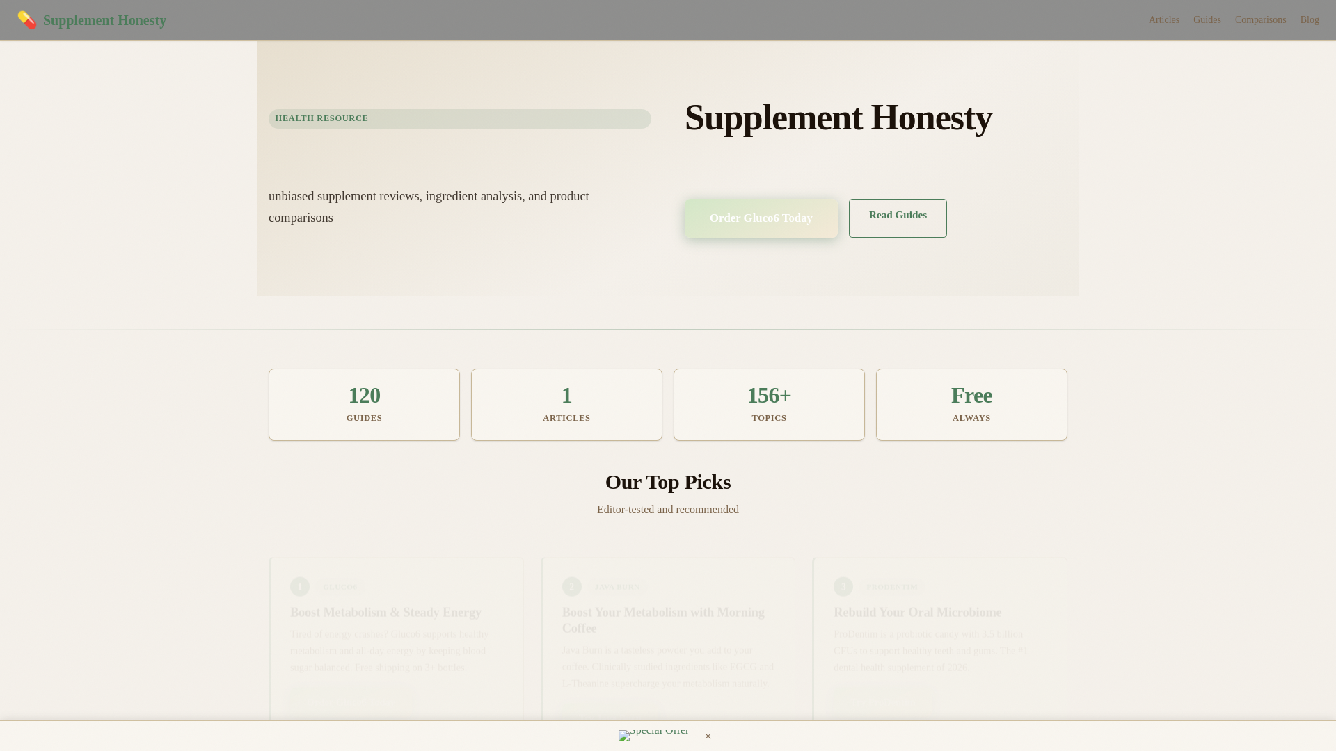 website screenshot of https://supplementhonesty.com/